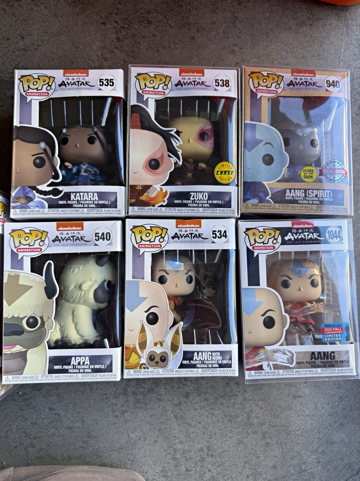 Funko Pop Avatar: The Last Airbender 7-Pack Chase GITD Katara Zuko Aang