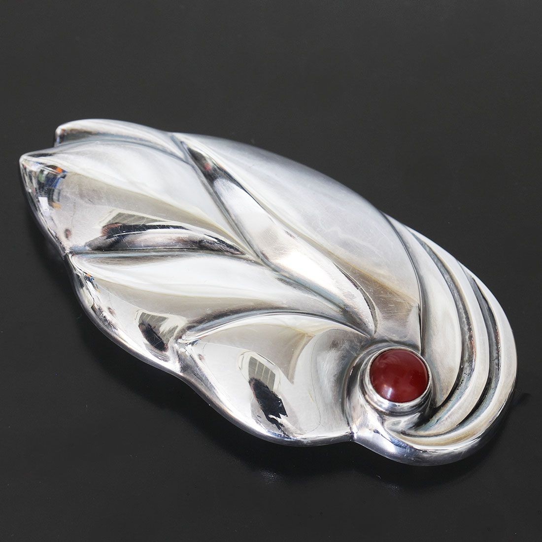 Georg Jensen Akaishi Silver Brooch 925 Large 6.5cm 39g Good Condition