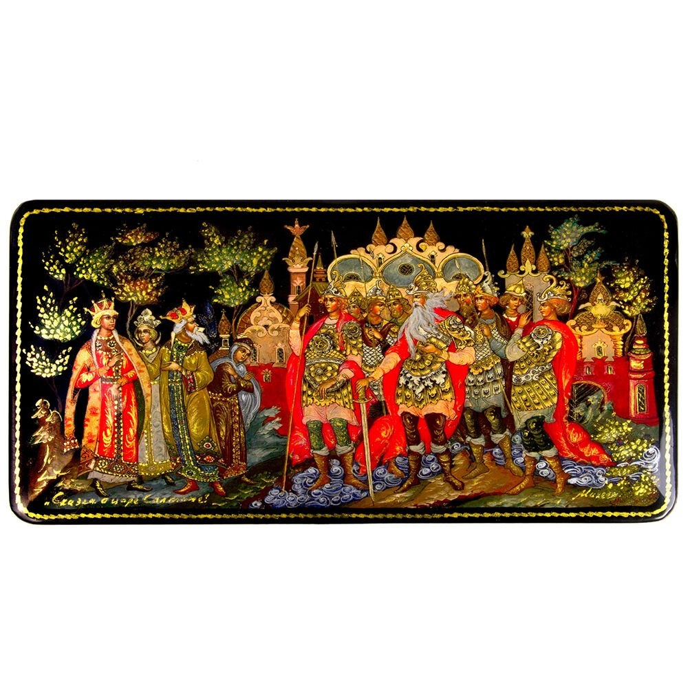 Tale of Tsar Saltan Russian Lacquer Box Keepsake Jewelry Box Pushkin Fairytale