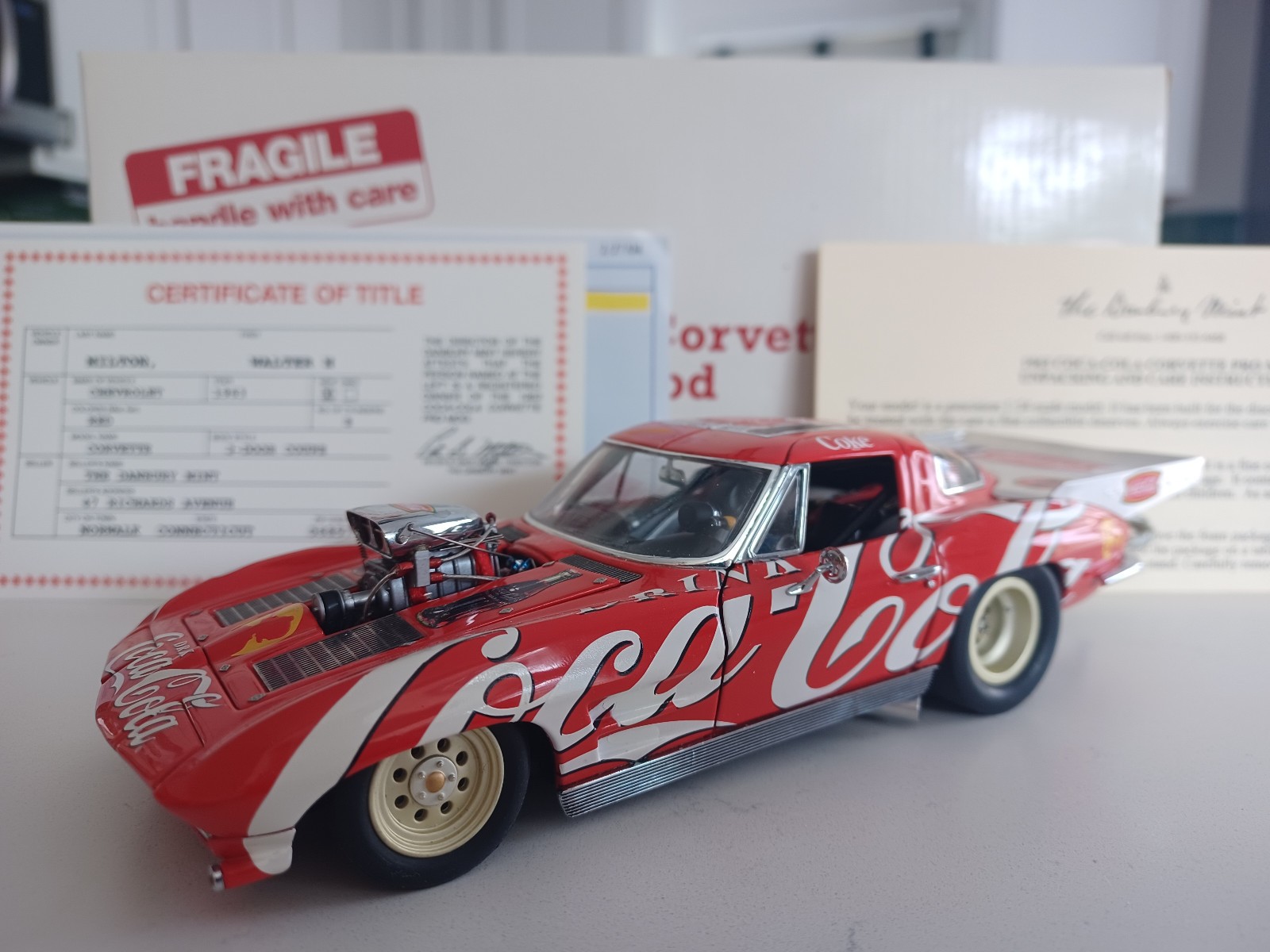 Danbury Mint 1963 Coca-Cola Corvette Pro Mod 1:24 Diecast w/ Box & COA
