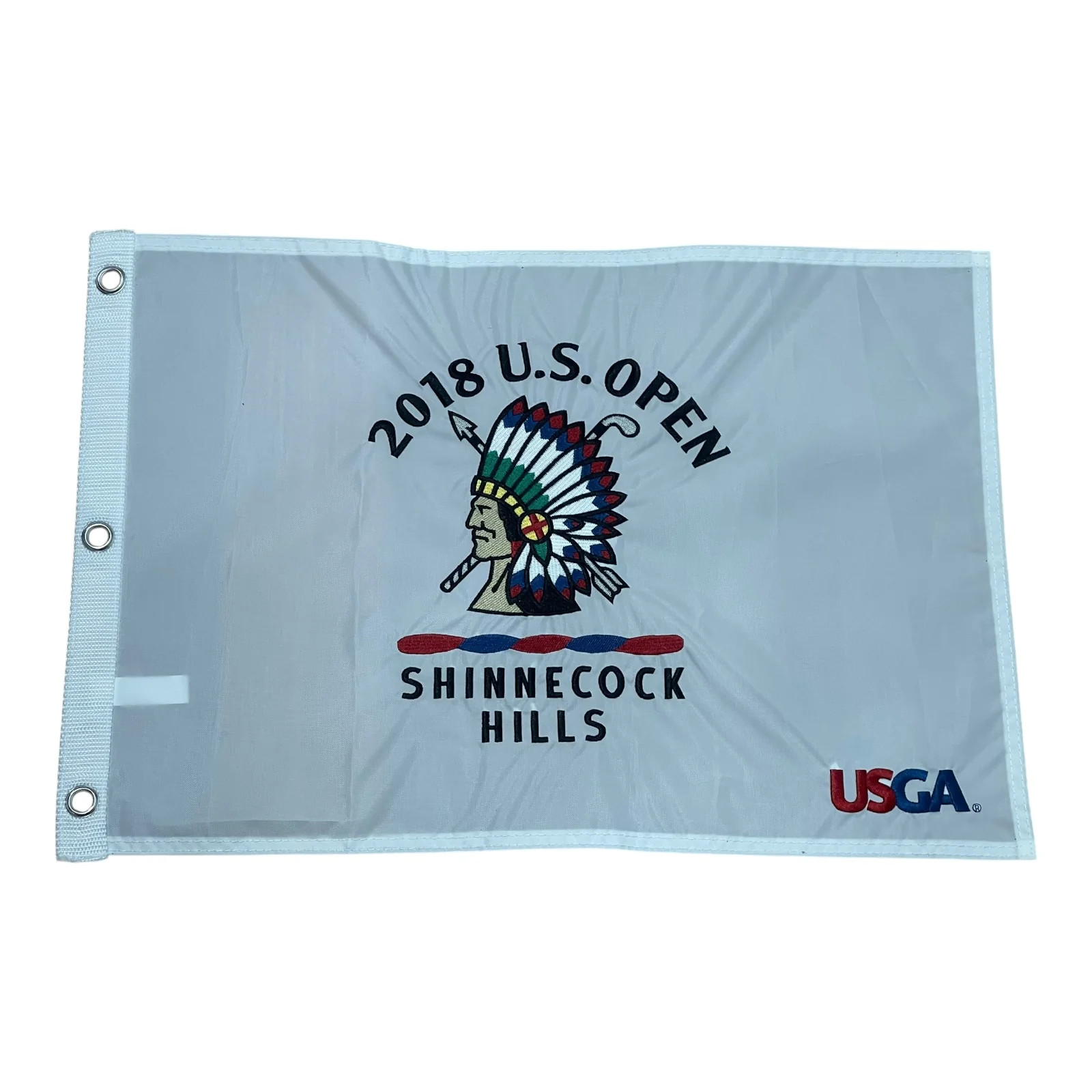 2018 U.S. Open Shinnecock Hills (White Embroidered) Unsigned Golf Pin Flag - Bro