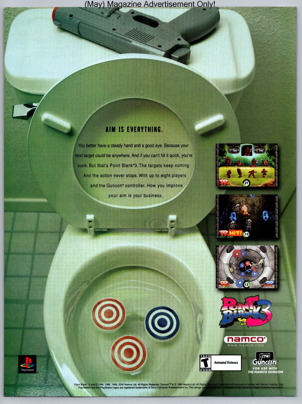 Point Blank 3 Namco Guncon Controller Toilet Targets 2001 Advertisement