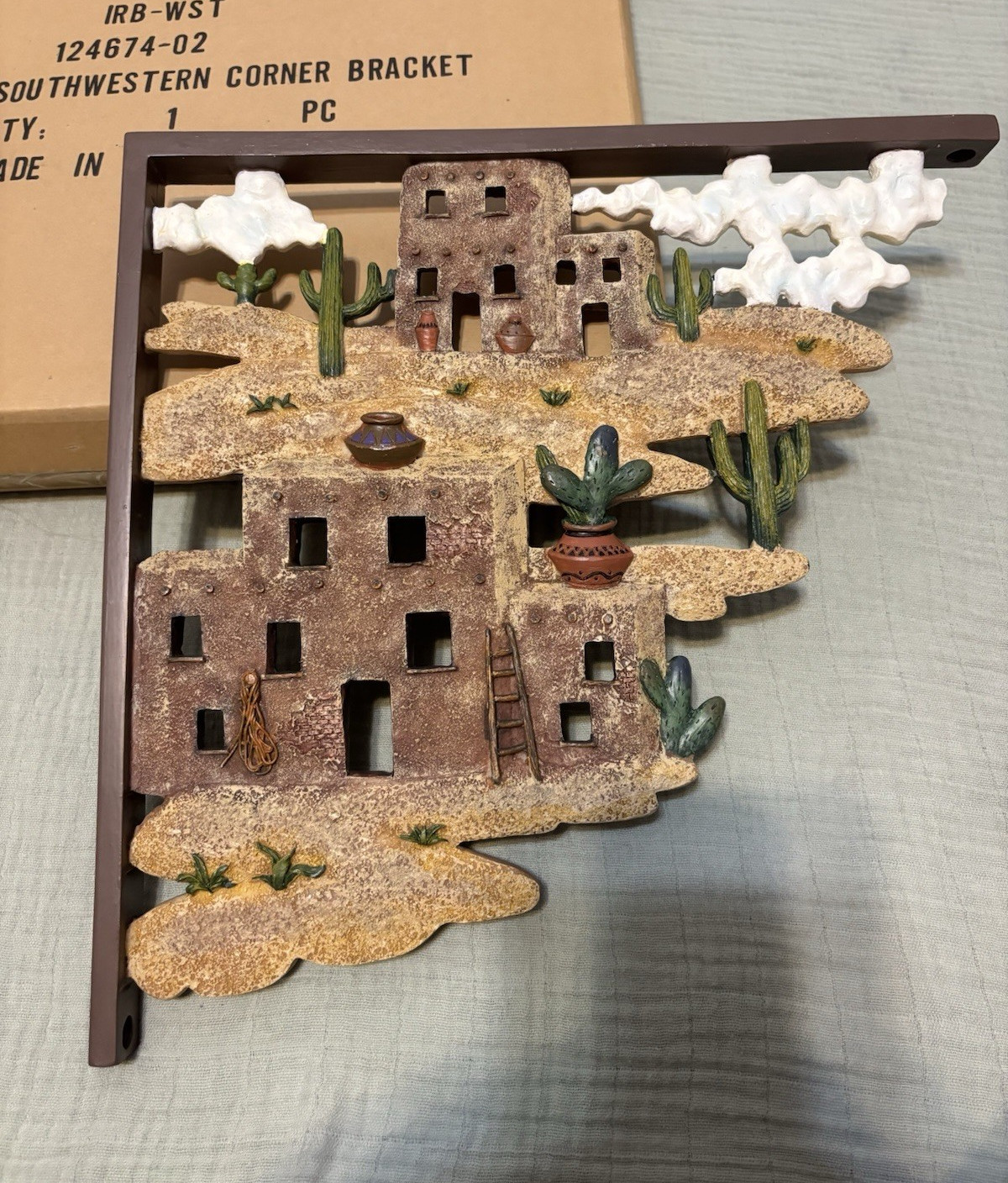 2 - Southwestern Corner Wall/Shelf Bracket BNIB - Desert Adobe Cactus