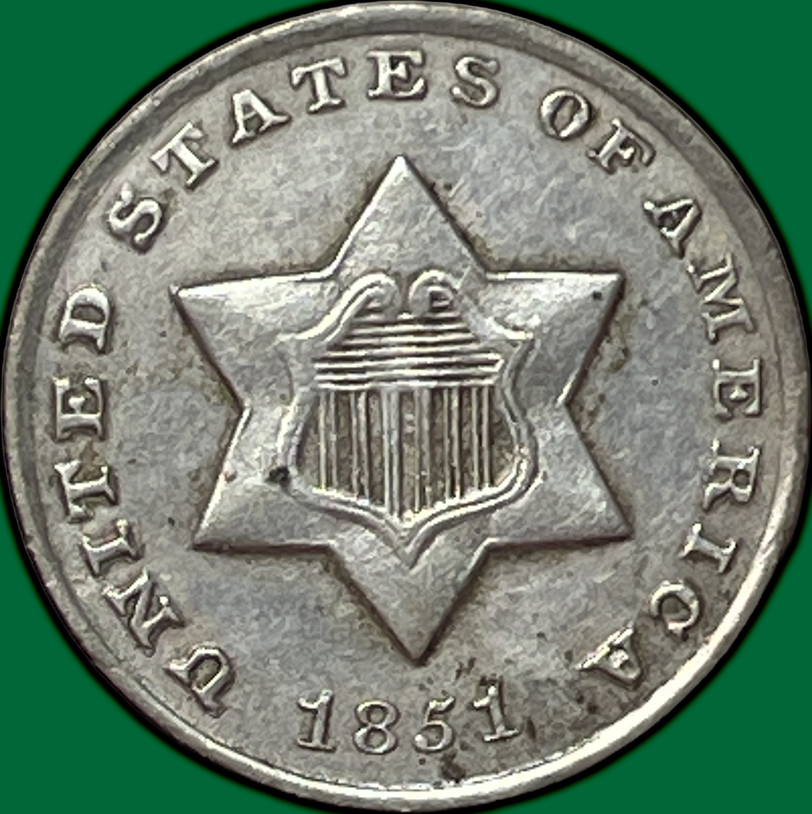 1851-O  Cent Piece Trime 3c