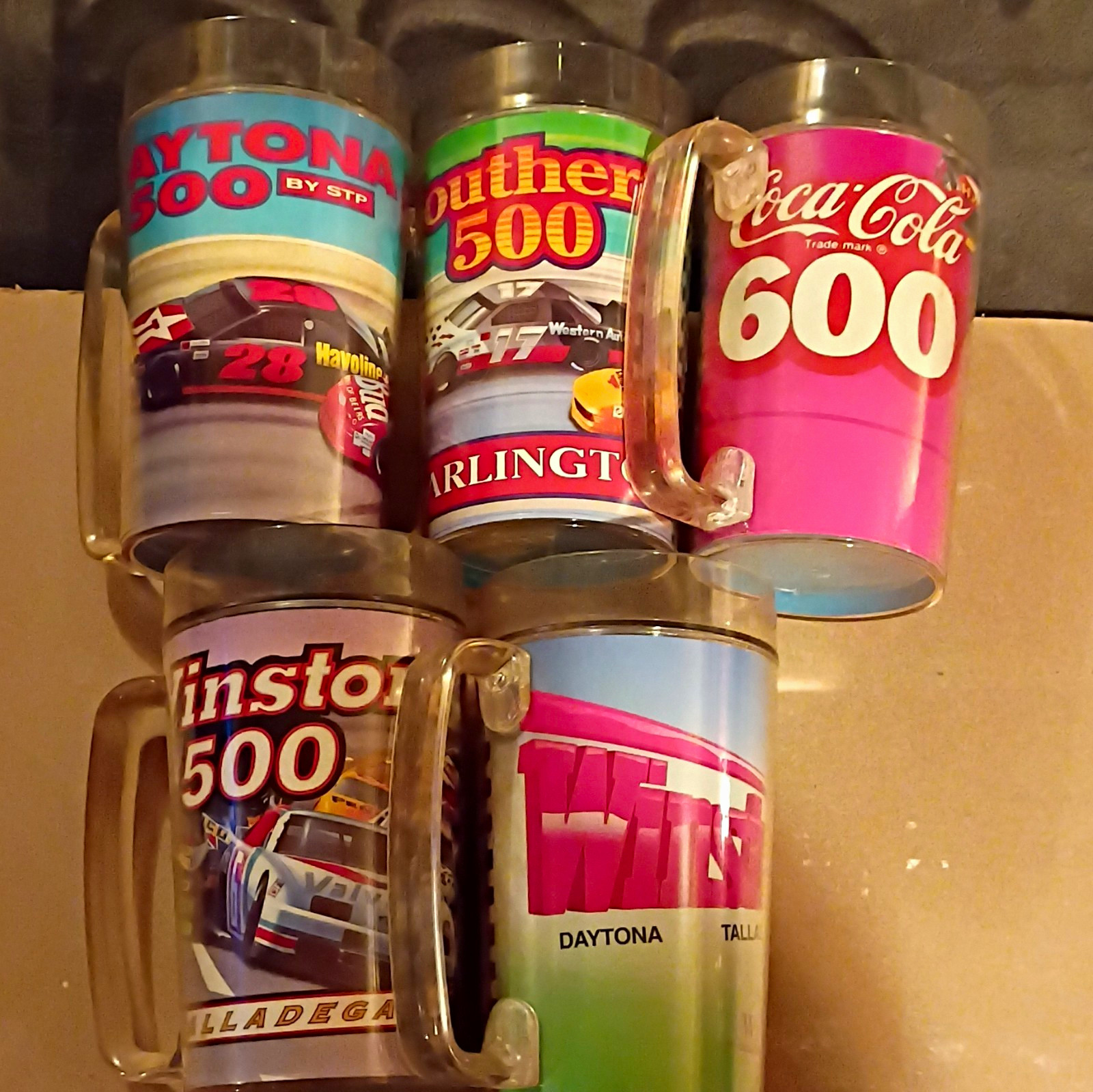 1997 NASCAR Racing Souvenir Mug Set of 5: Daytona 500, Southern 500, Winston 500