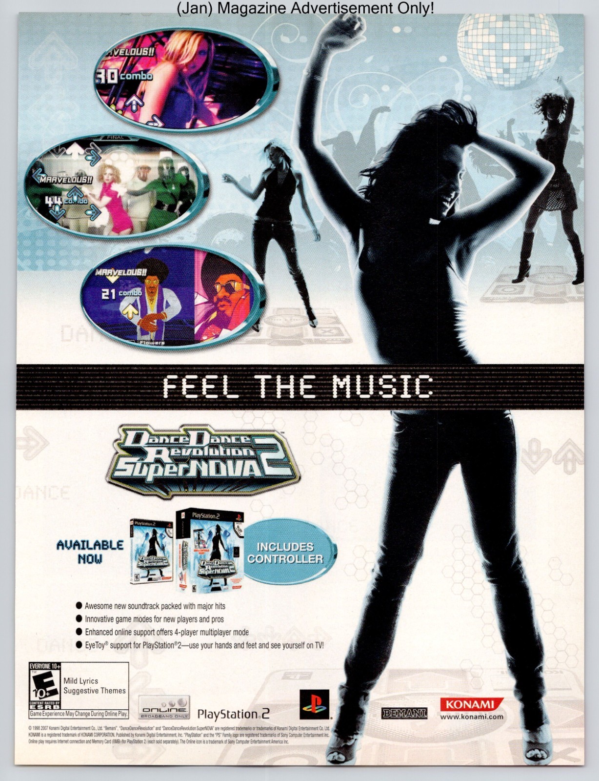 Dance Dance Revolution SuperNova 2 PS2 Konami Music Game 2008 Full Page Print Ad