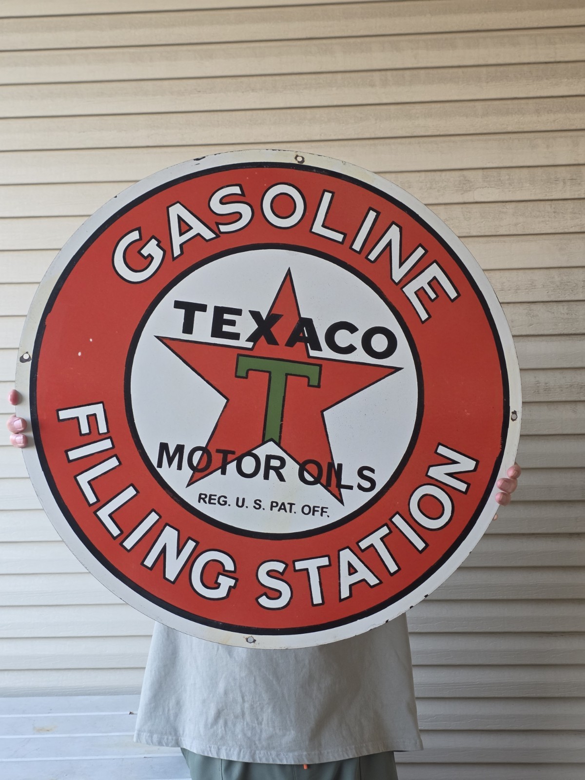  HUGE VINTAGE TEXACO GASOLINE FILLING STATION PORCELAIN DEALERSHIP SIGN 29