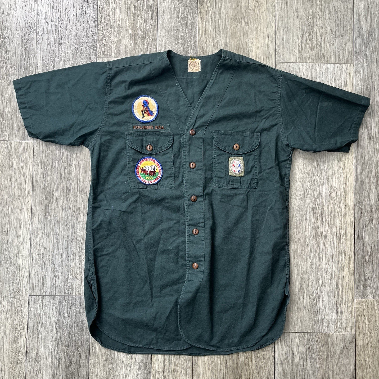 Vintage 1940s 40s Boy Scouts Explorers BSA Jamboree Patches Uniform Shirt