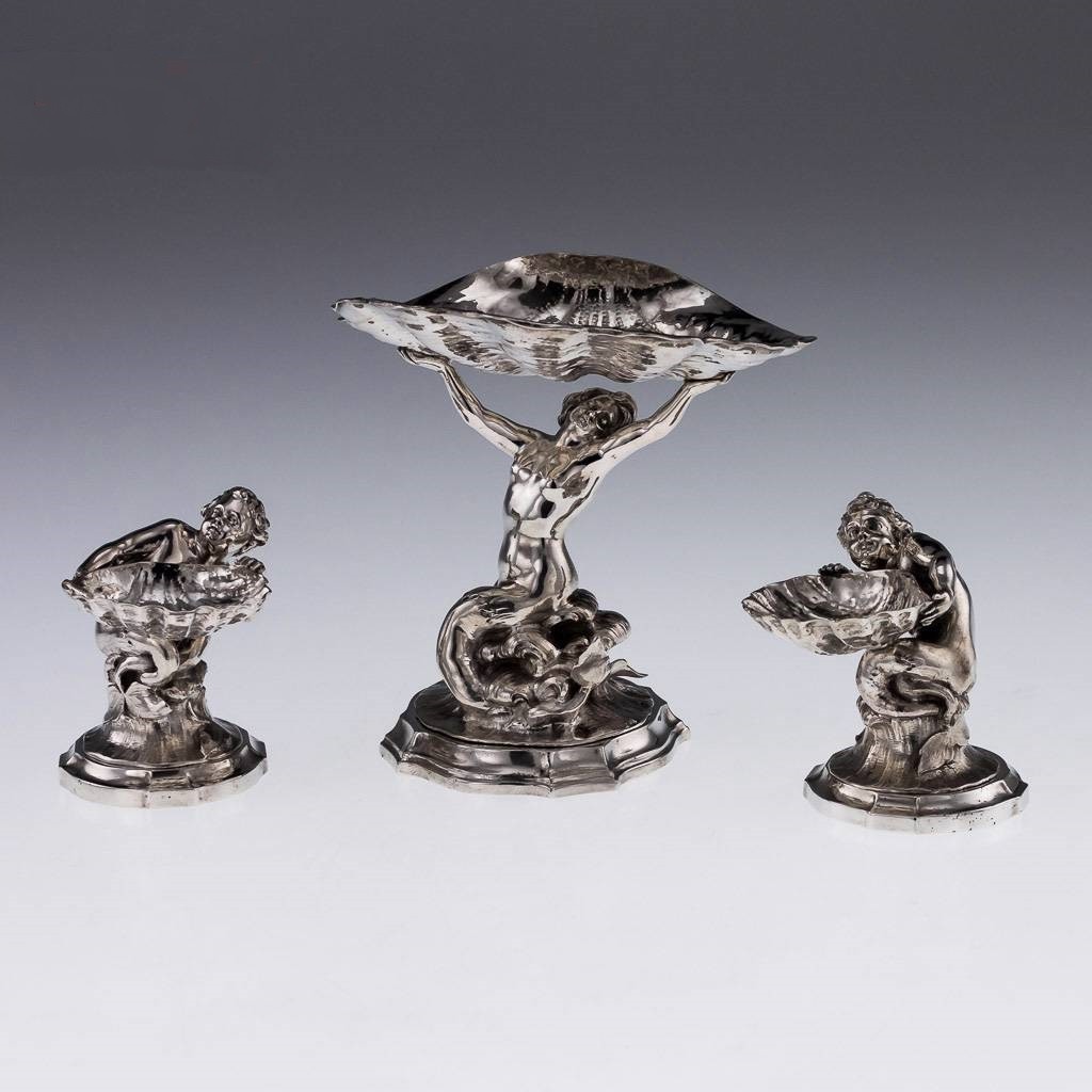 Antique 20thC Italian Luigi Avolio Solid Silver Sculptural Table Garniture c1930