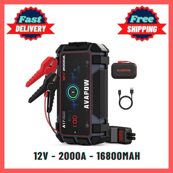 AVAPOW Car Jump Starter 2000A Peak 16800Mah Jump Boxes for Vehicles 12V 8L Gas
