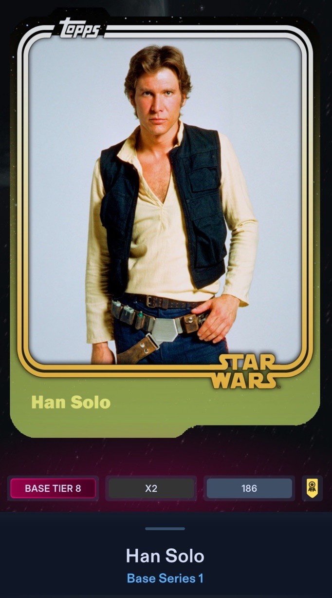 Star Wars Card Trader 2015 Tier 8 Rebel Ceremony Variant Han Solo