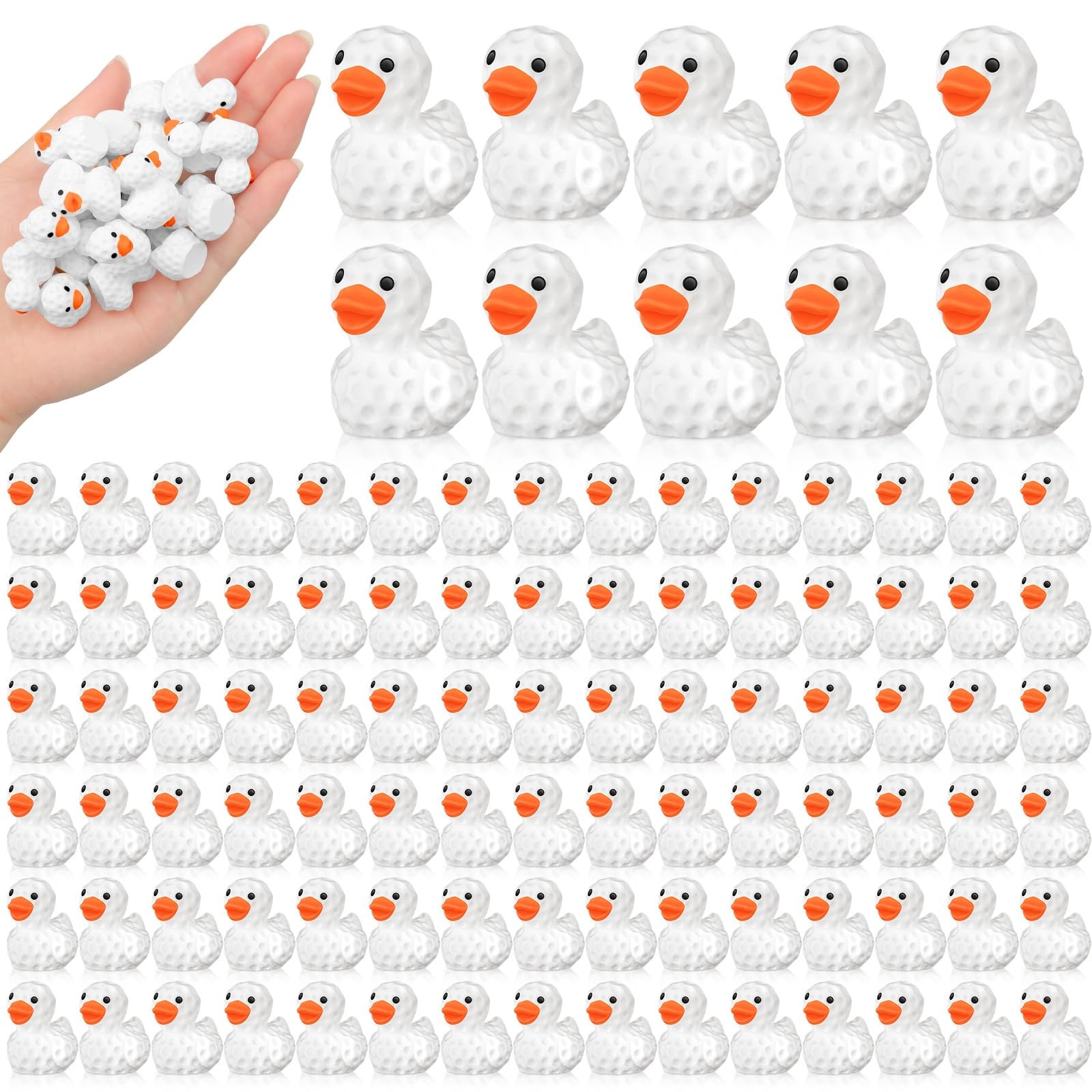 100 Pcs Golf Resin Ducks Mini Resin Duck Figures Bulk Tiny Farm Animal Figuri...