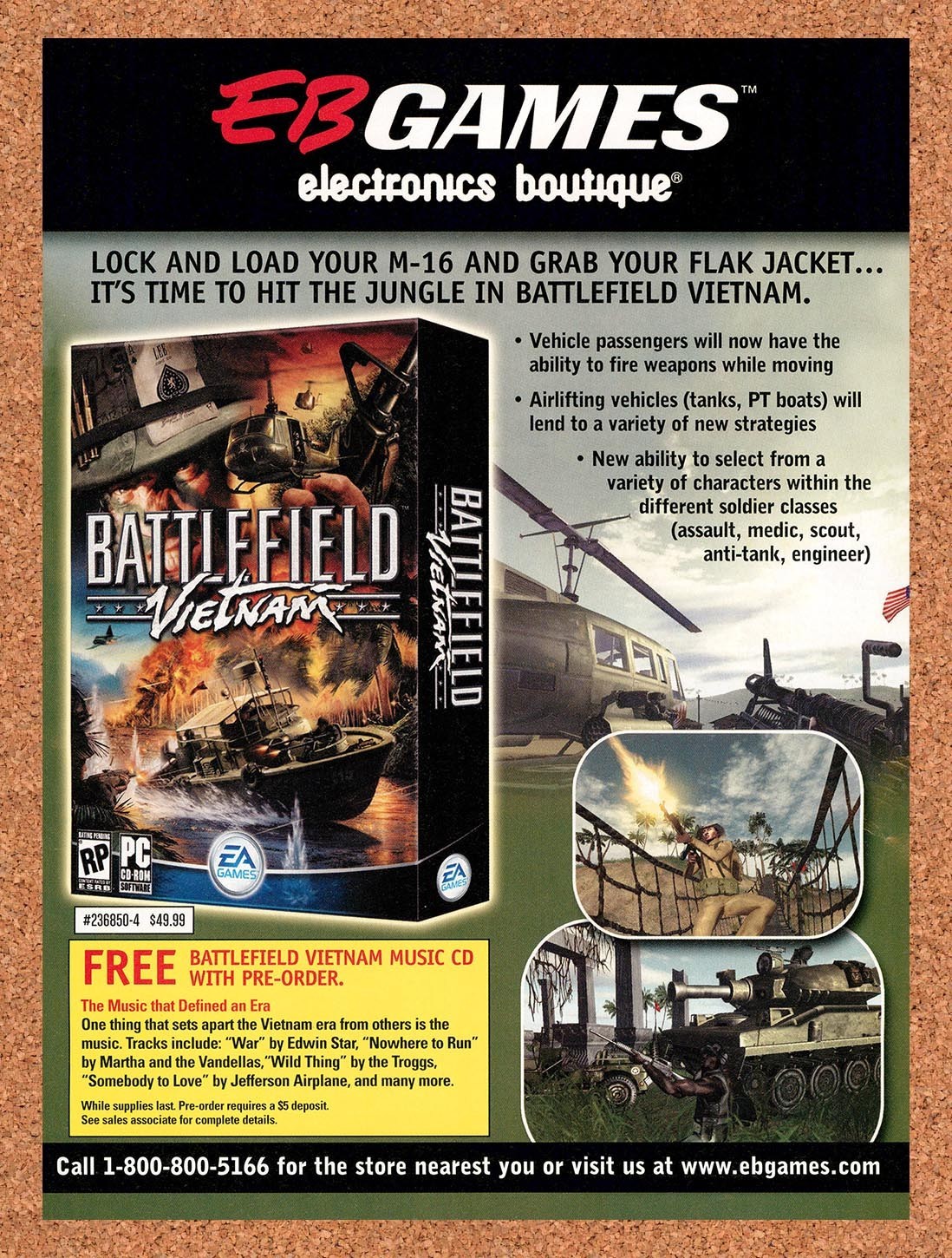2004 Battlefield Vietnam EB Games Original Advertisement / Retro Promo v3