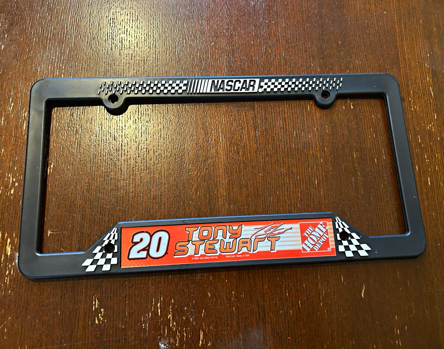 NASCAR Tony Stewart #20 The Home Depot Black License Plate Frame 2002
