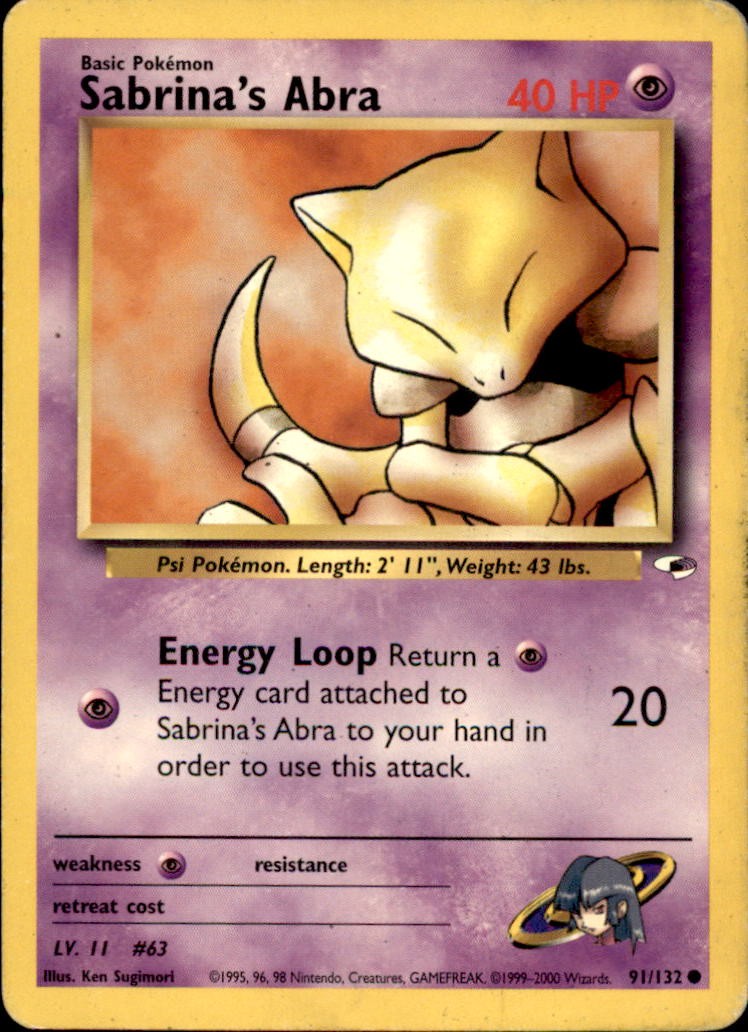 Pokemon Gym Heroes Sabrina's Abra 91/132 UNLIMITED COMMON LP