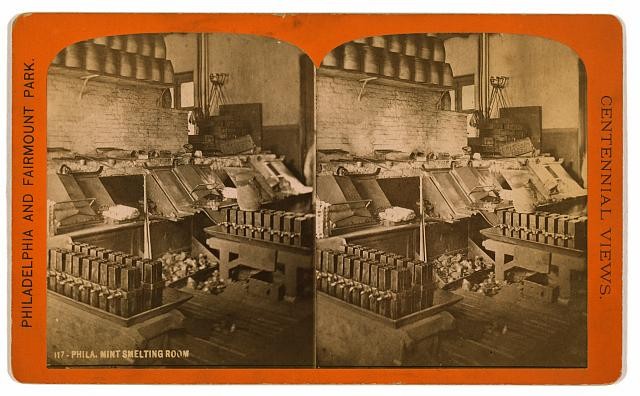 Photo:Philadelphia PA United States Mint Smelting Room Stereograph 1870s