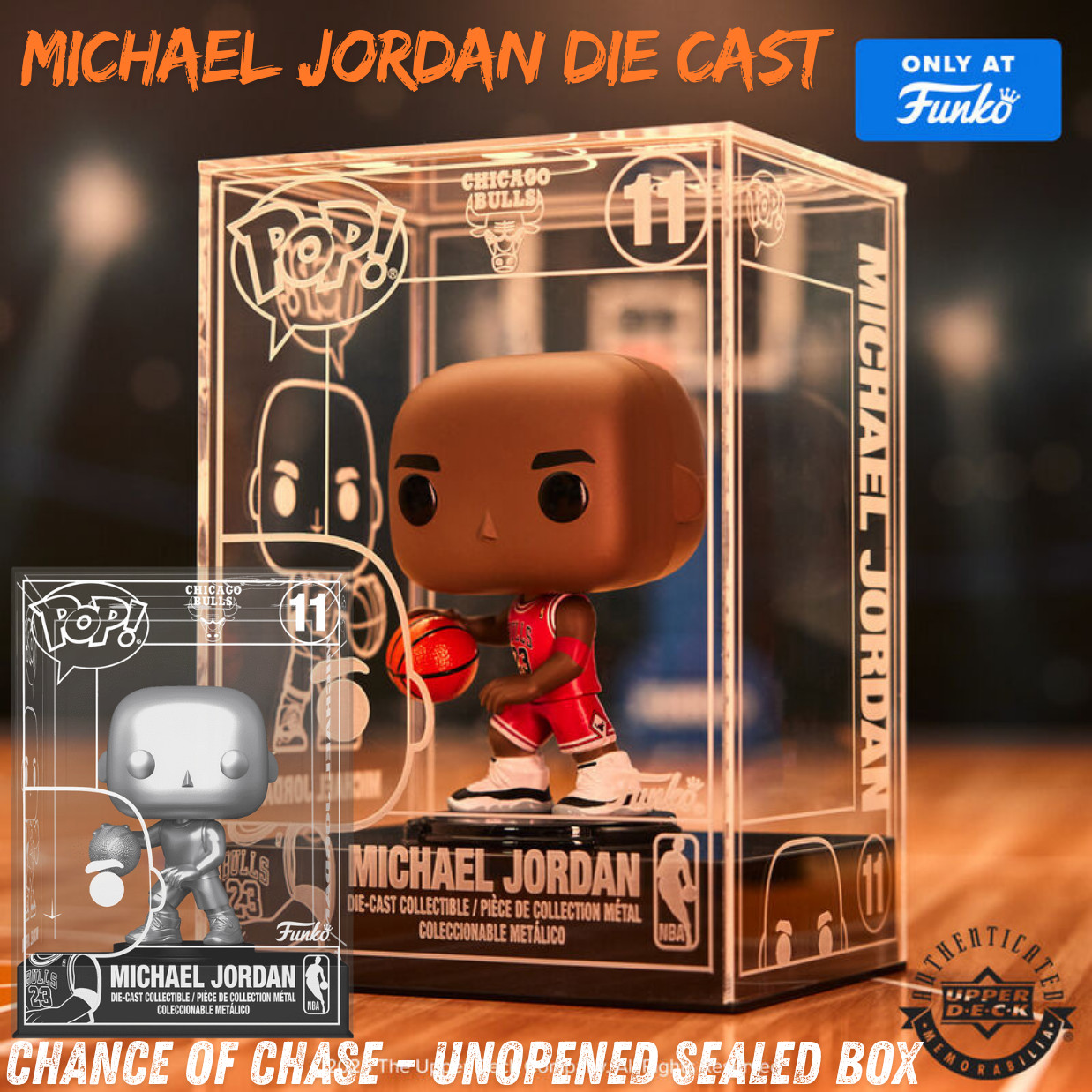 Funko Pop Cave ONE MICHAEL JORDAN Die Cast CHANCE OF CHASE Unopened Sealed Box