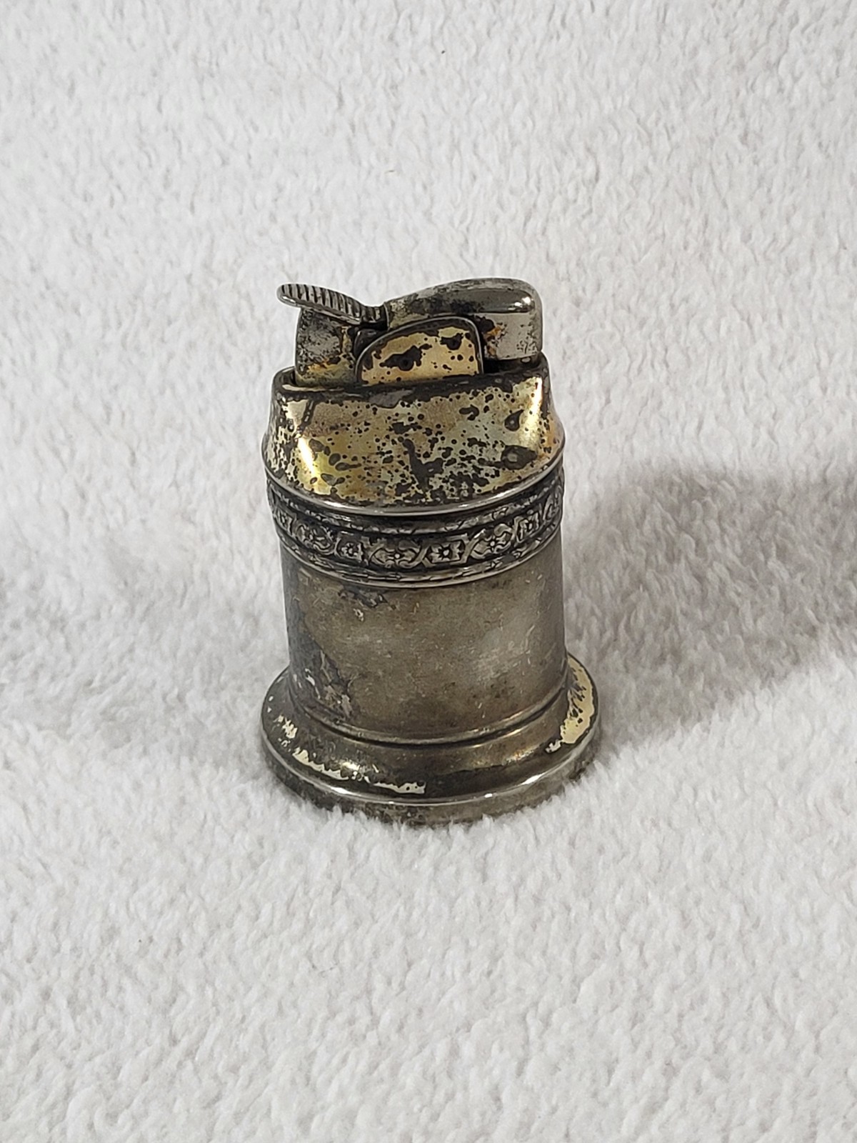 Vintage Evans Table Lighter USA Silver Tone Plated Cylindrical Untested