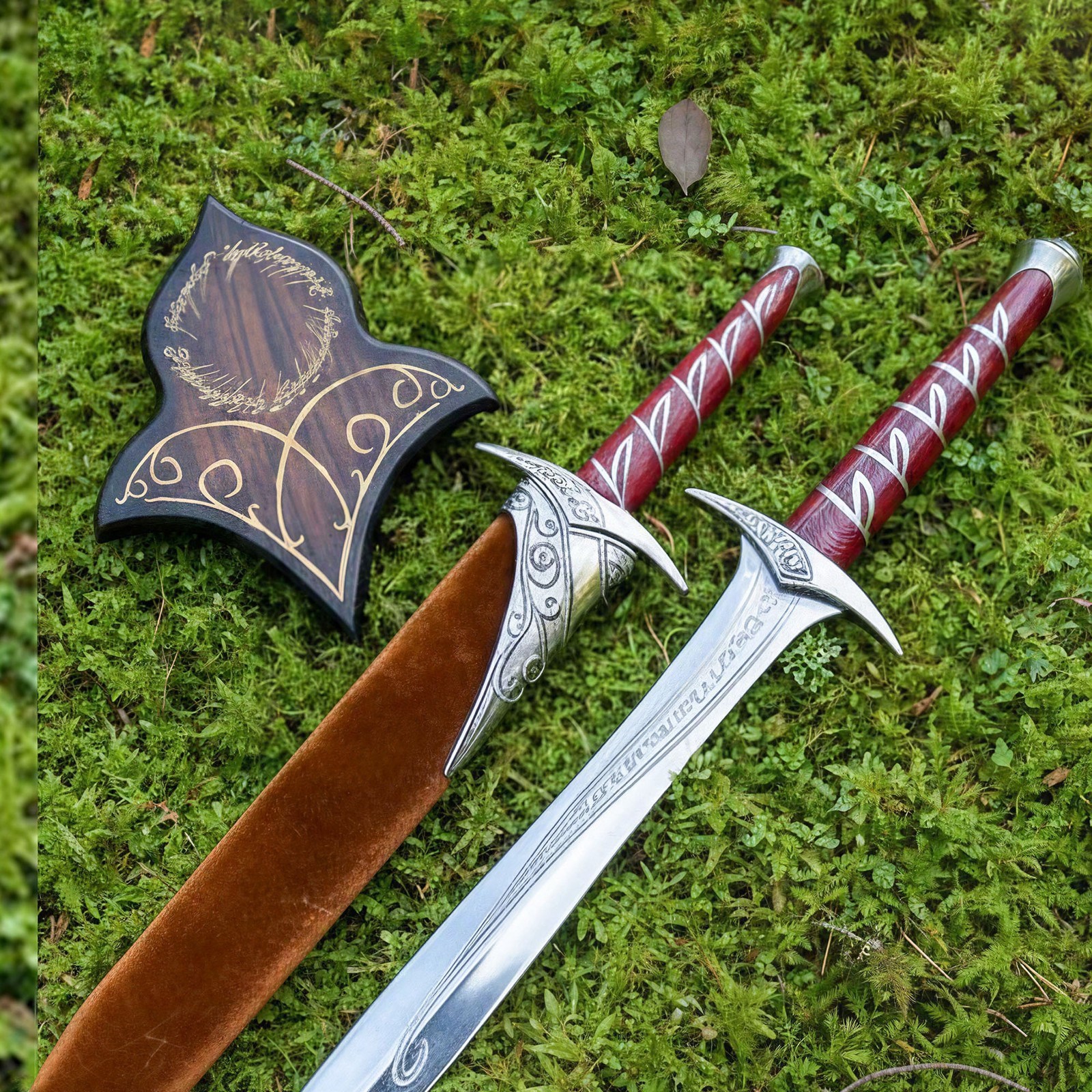 Bilbo Fantasy Sword Handmade Stainless Steel Display Rings  Replica 22 Inch