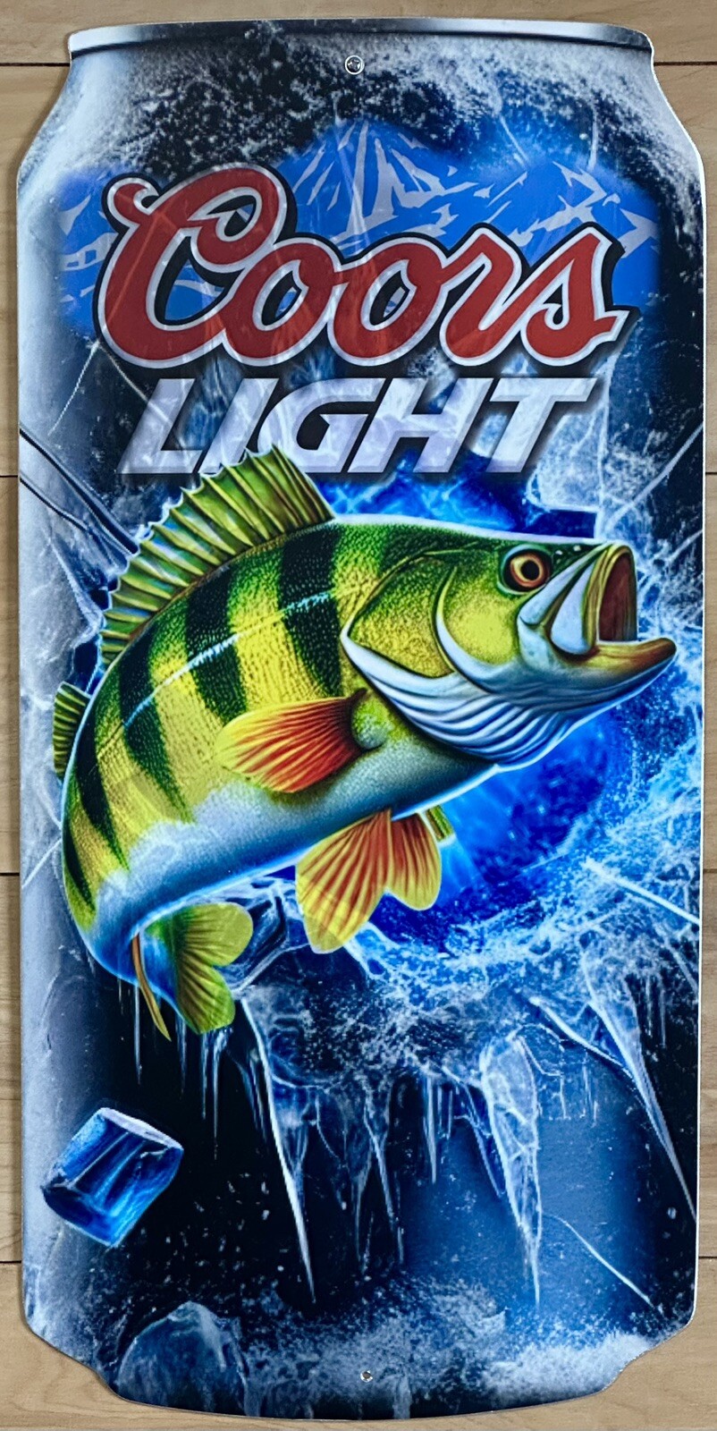 Coors Light Aluminum Sign - Yellow Perch Fishing  Theme.  10.5” X 22” X.050