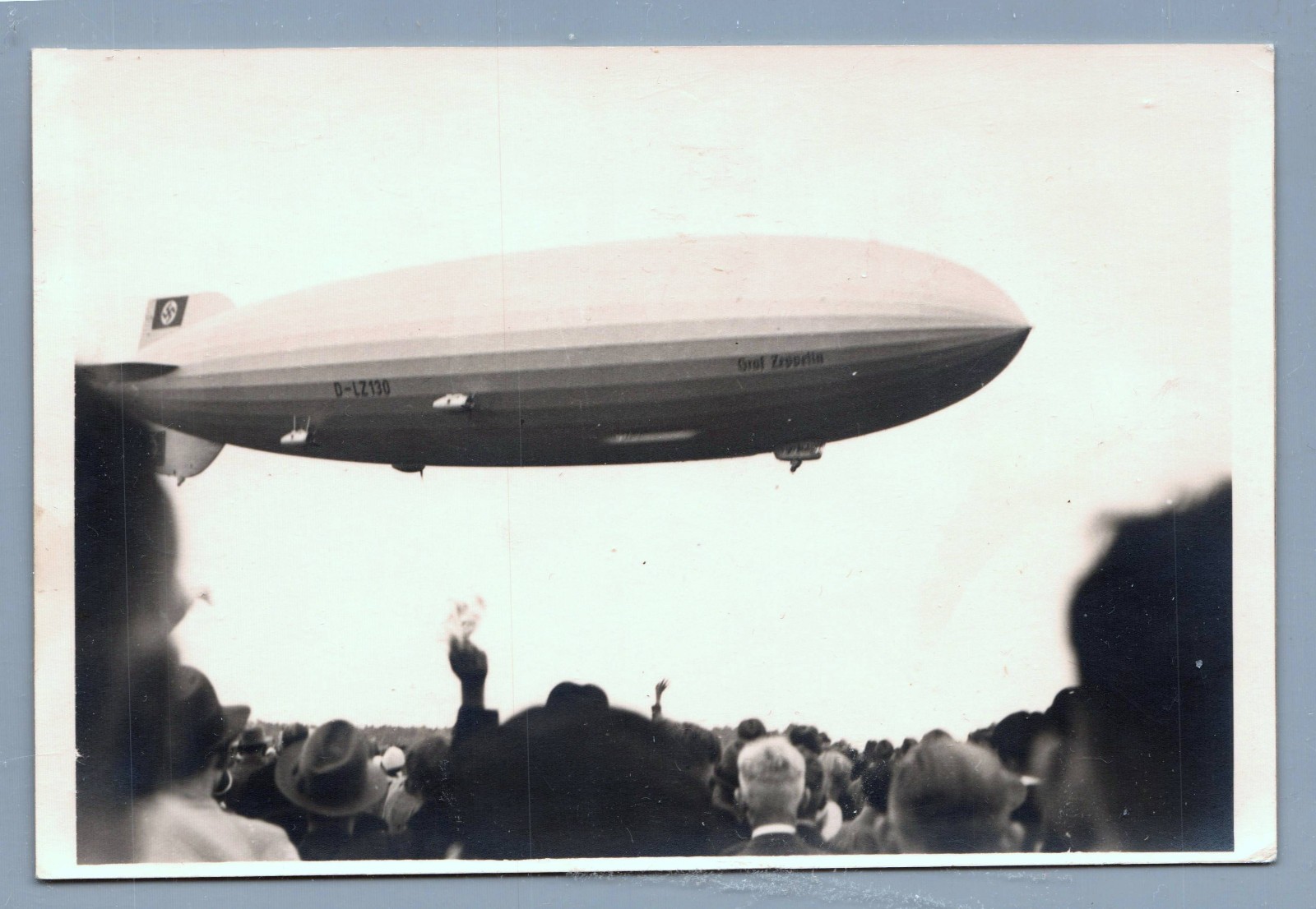 D-LZ 130 Graf Zeppelin RPPC Reich propaganda spectator in crowd Real Photo 1/1 ?