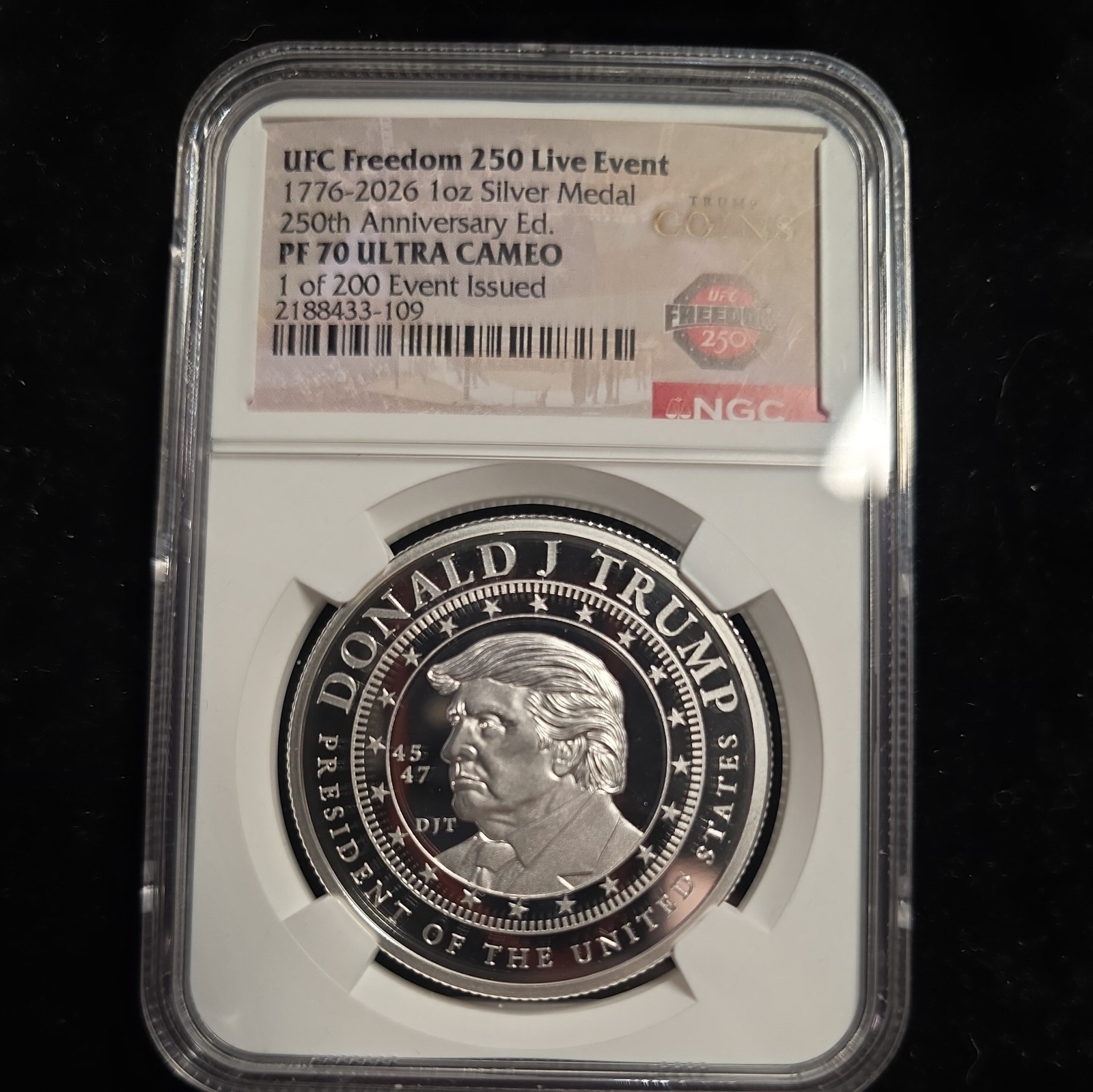 1 of 200 UFC Freedom 250 Live Event 1oz Silver Medal 250th anniversary 