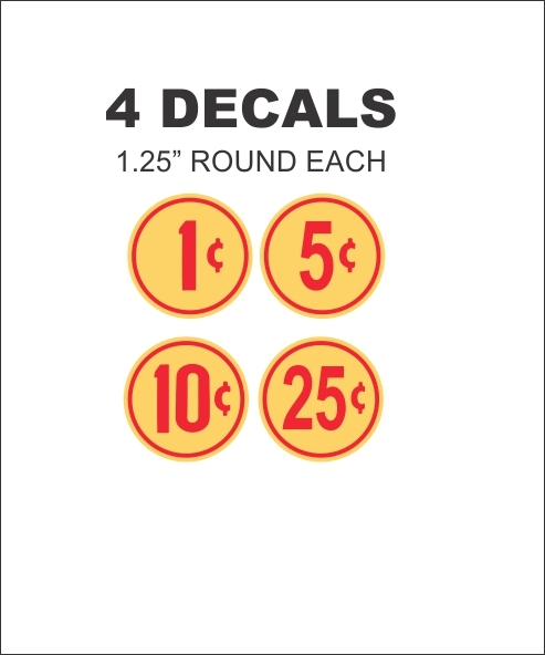 Oak Acorn Northwesten Super Gumball Machine 1 5 10 25 cent Vending Vinyl Decals
