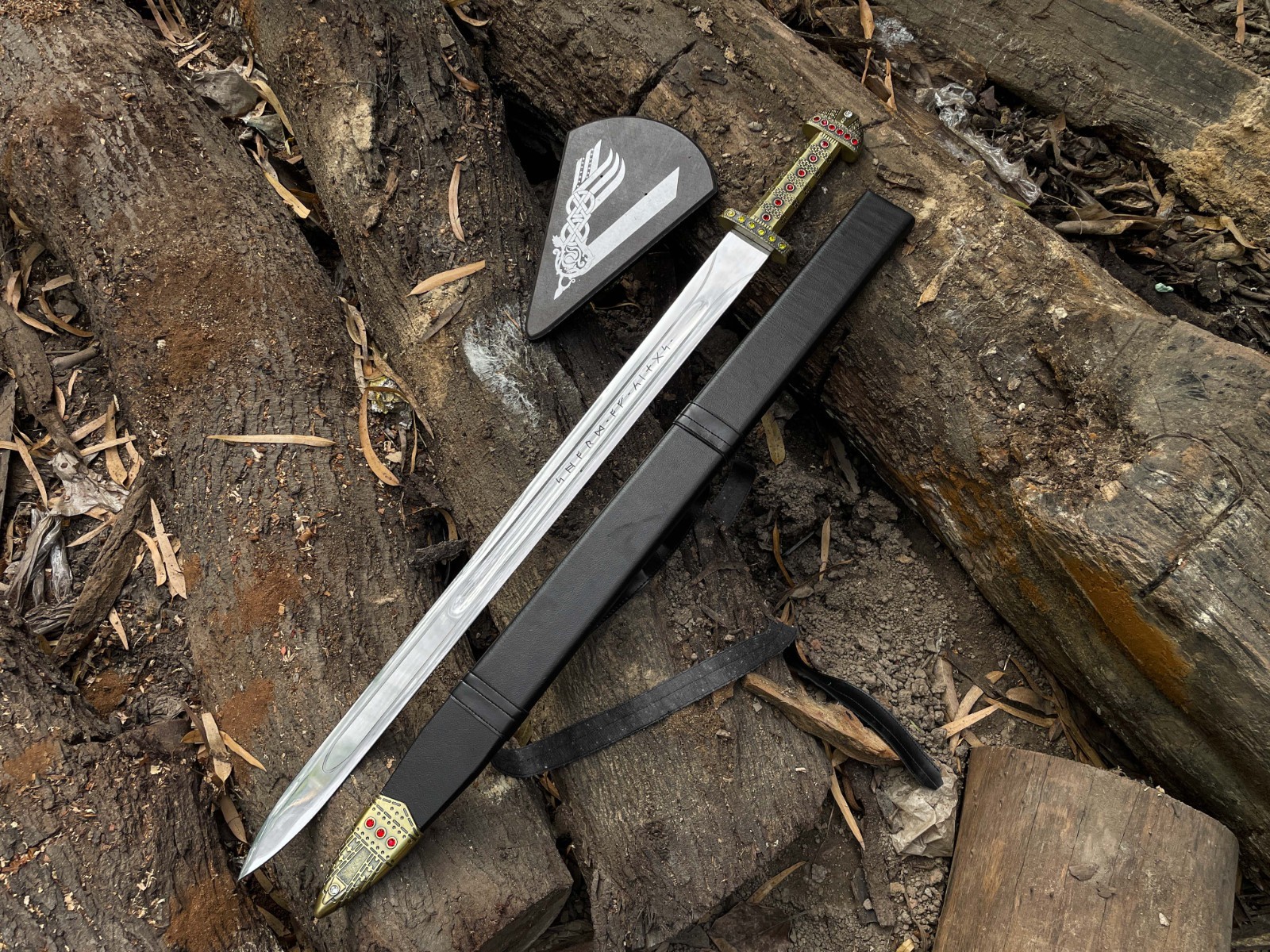 Handmade King Ragnar Lorthbrok Viking Sword With Scabbard And Wall plaque
