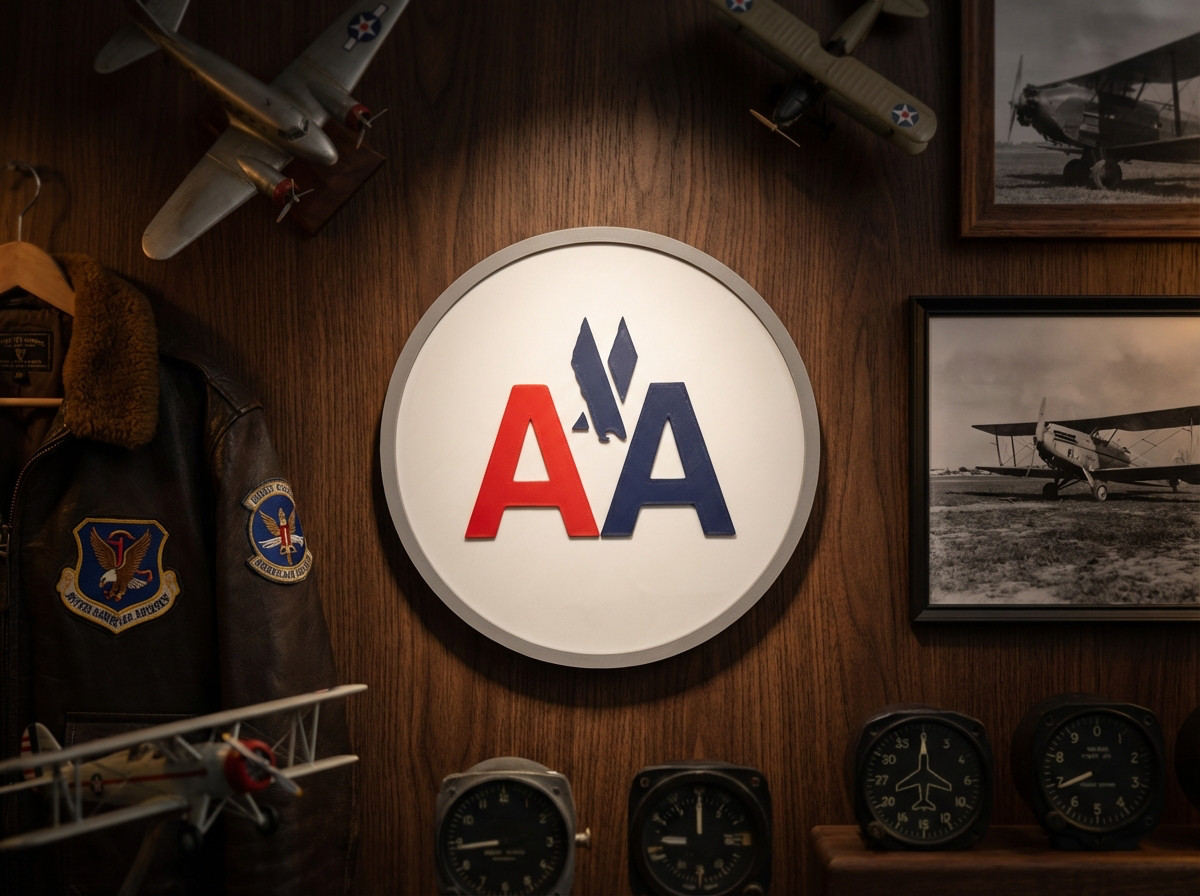 Retro American Airlines AA Logo 3D Wall Sign Vintage Aviation Decor