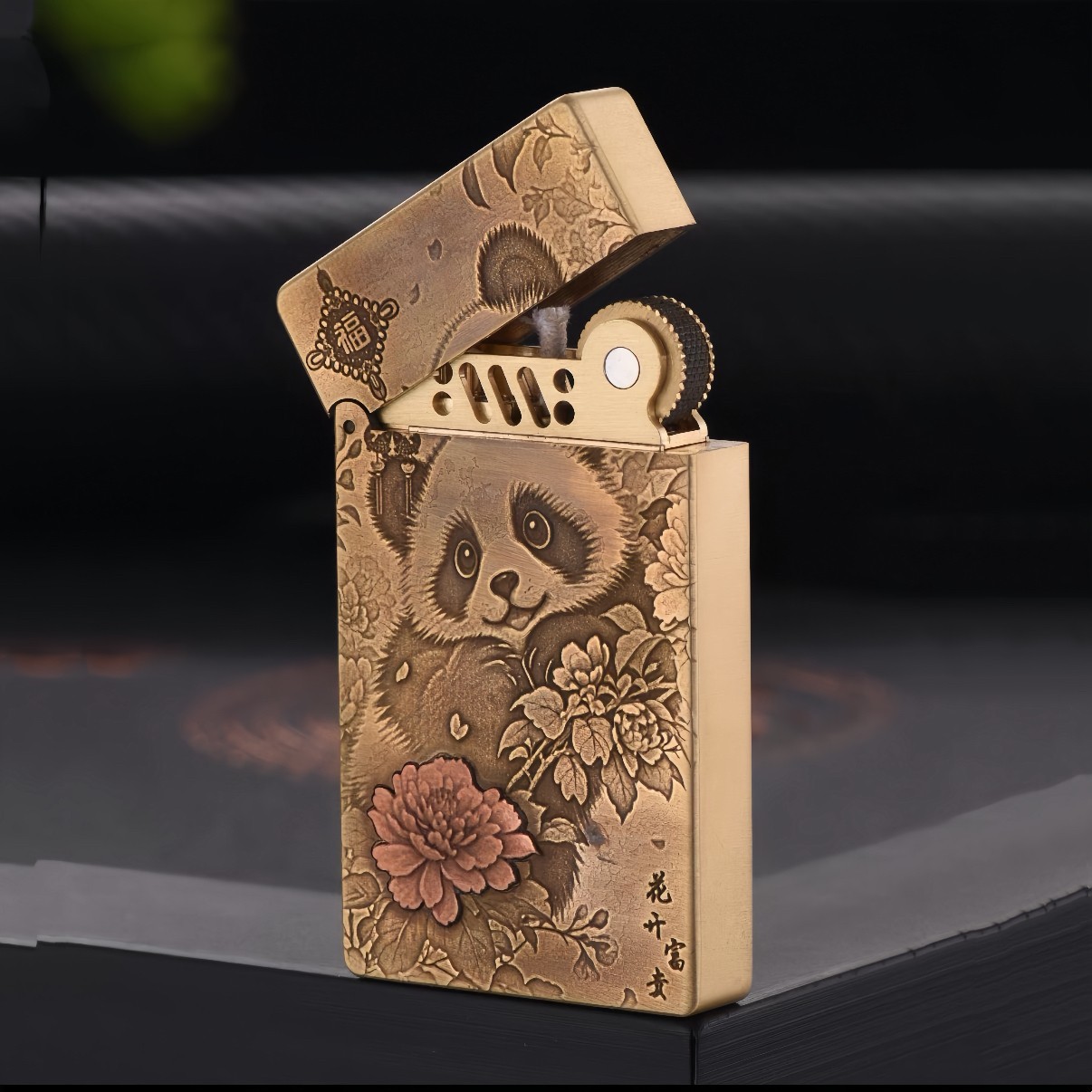 ZORRO Z799 Panda Engraved Windproof Kerosene Lighter Crisp Lid Click Gift Box