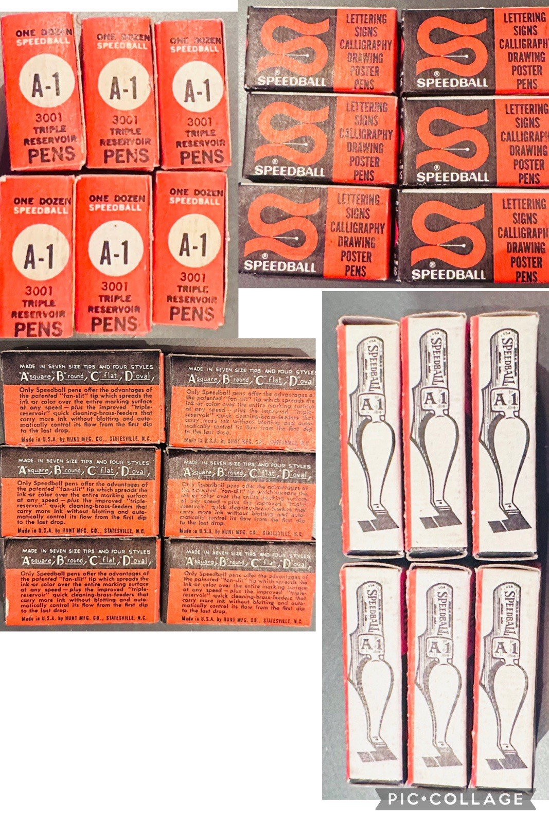 6 Boxes (72 Nibs) Speedball Pen Nibs A-1 3001 Triple Reservoir Pens Hunt Mfg. Co