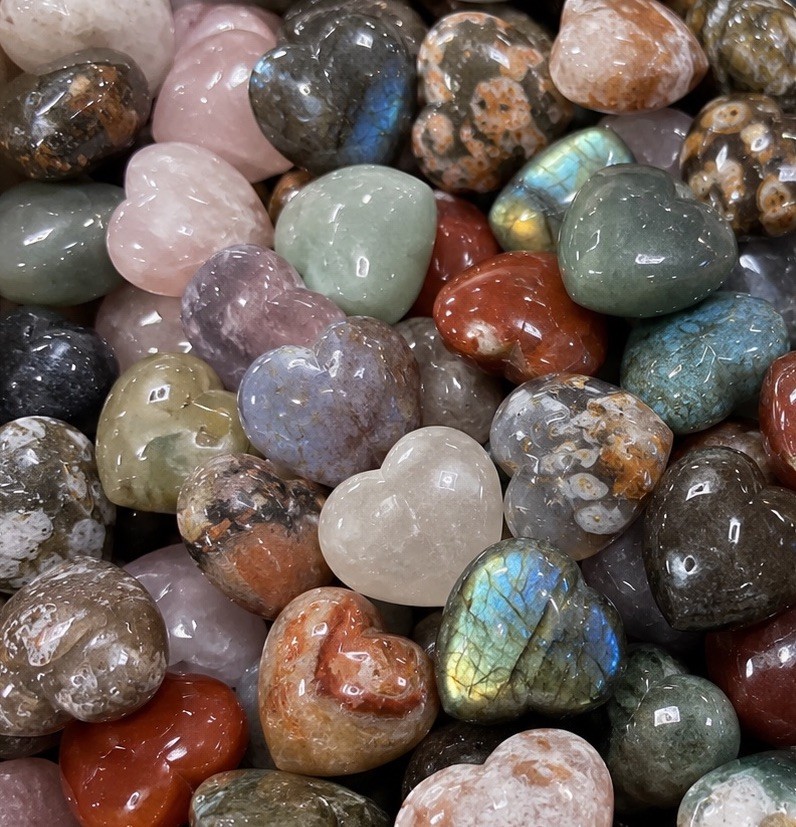 10 lb Mixed Crystal Mini Hearts Wholesale Bulk Lot Polished Random Mix