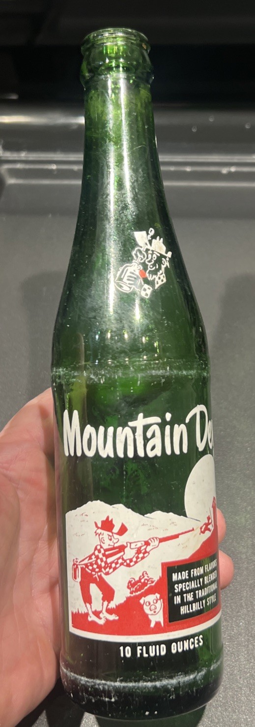 Vintage 1960s Mountain Dew Hillbilly Bottle Filled By Granny And Jed Very Nice