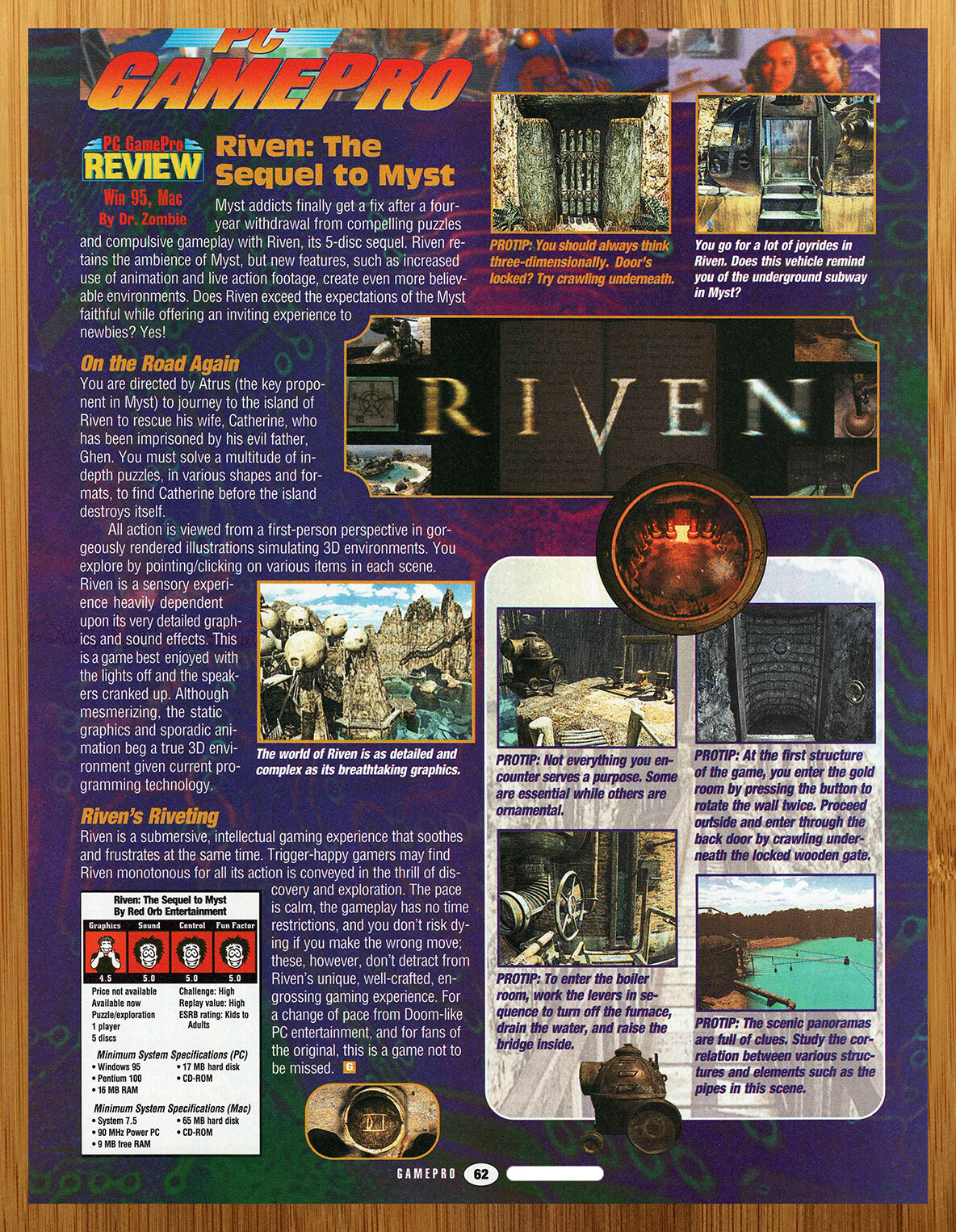 1998 Riven: The Sequel to Myst PC Mac PS1 REVIEW PAGE Print Ad/Poster Retro 90s