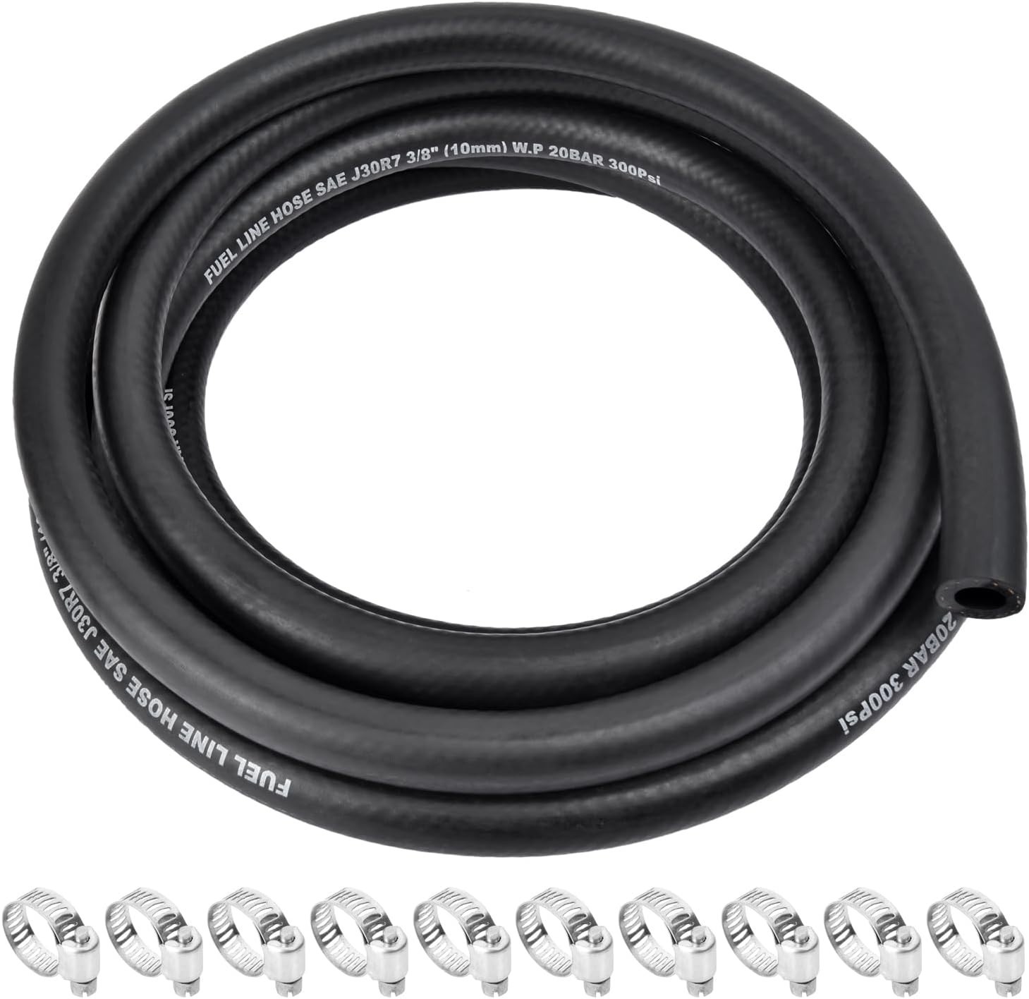 5/16 Inch ID Fuel Line Hose - 10FT Marine Grade Fuel Line with 10PCS