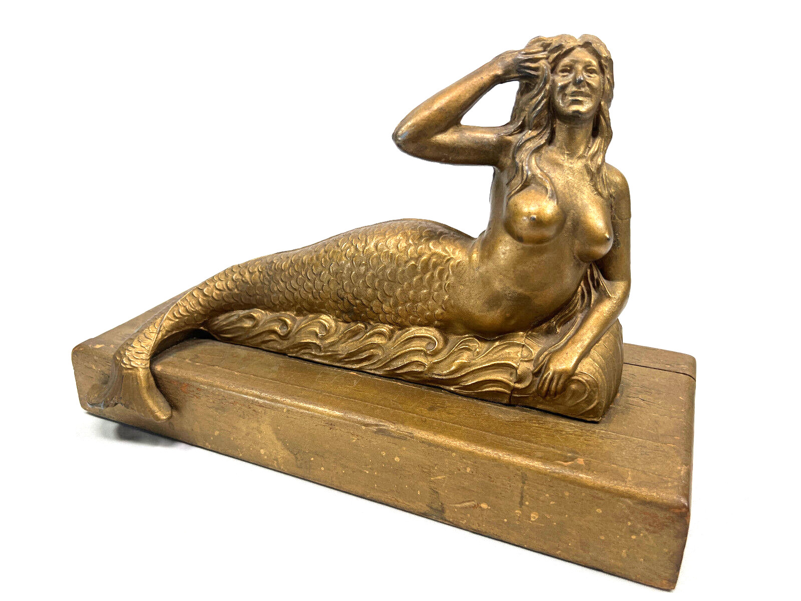 20s 30s vtg Mermaid Sculpture Statue RARE radio topper sideshow circus carnival 