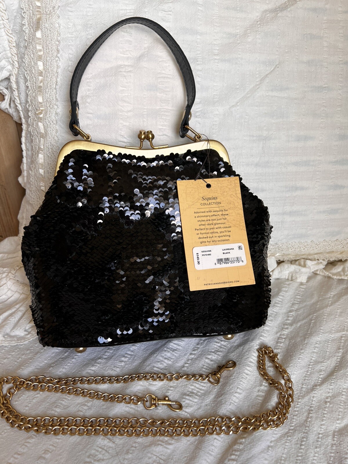 NWT PATRICIA NASH Leather Laureana Beaded Framed Satchel