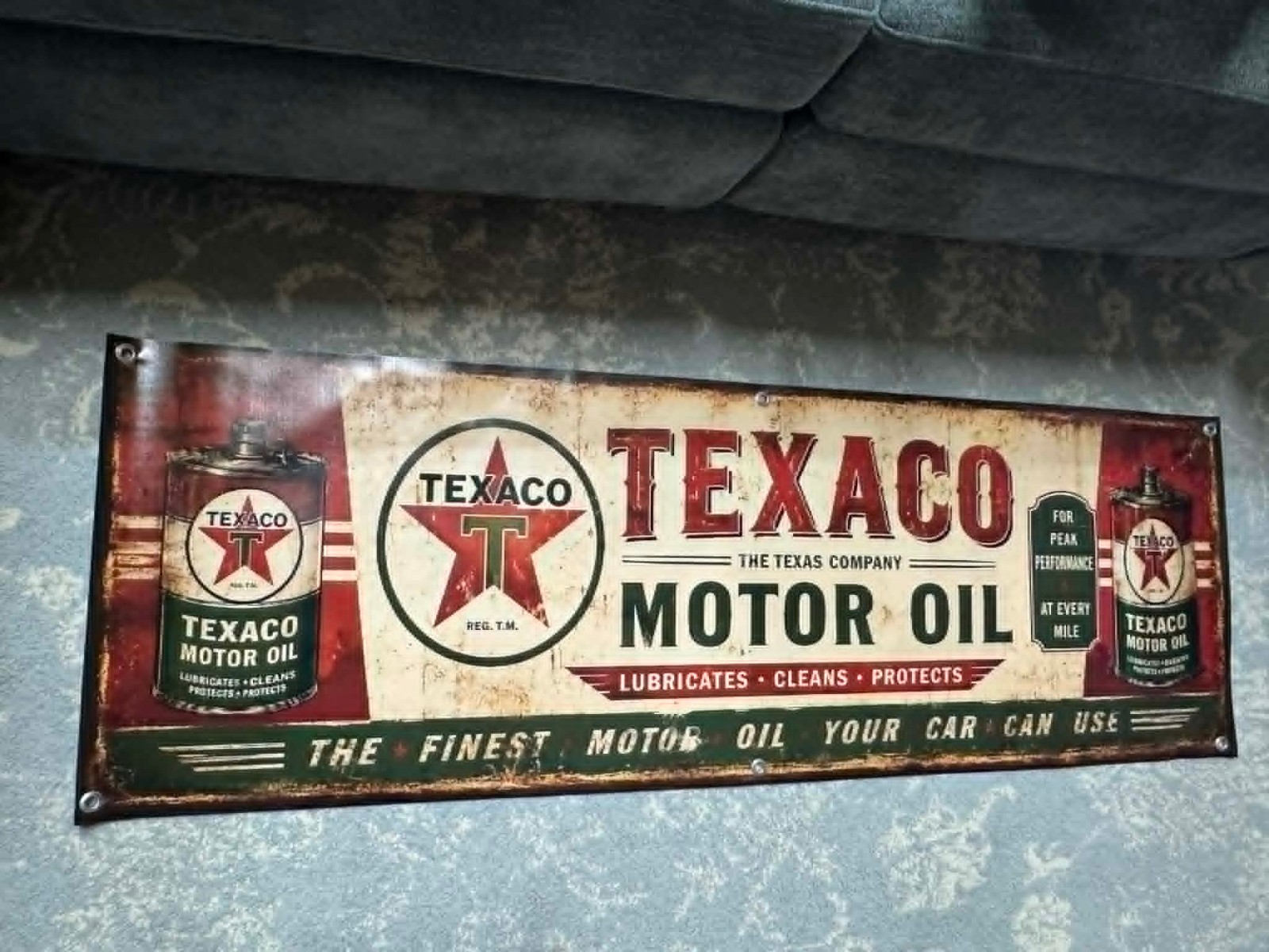 Vintage Texaco Motor Oil Banner 60x20 Gas Oil Garage Decor Retro Texaco Sign