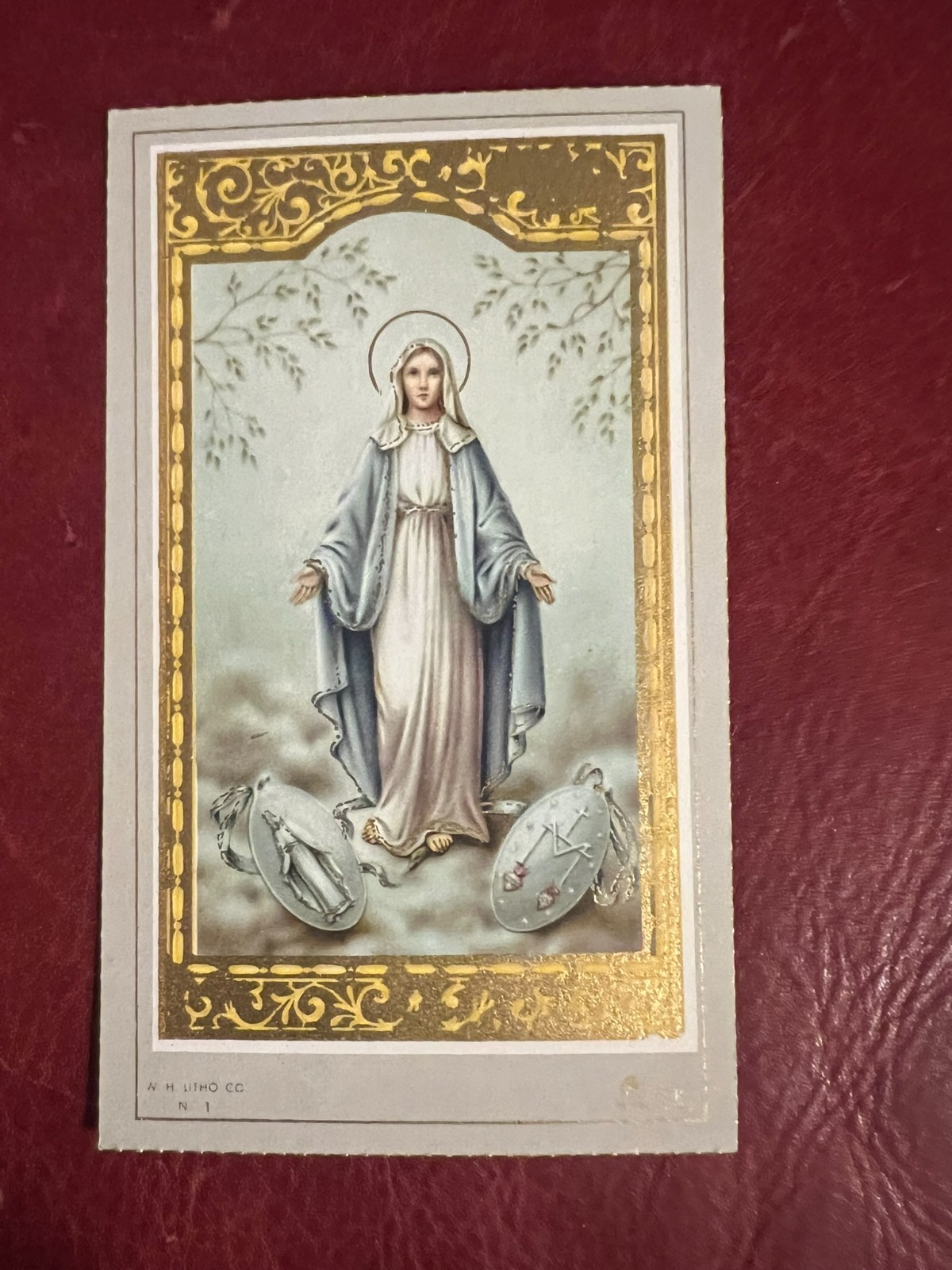 Vintage Catholic Holy Card - Gilded - Our Lady of the Miraculous Medal 1950's