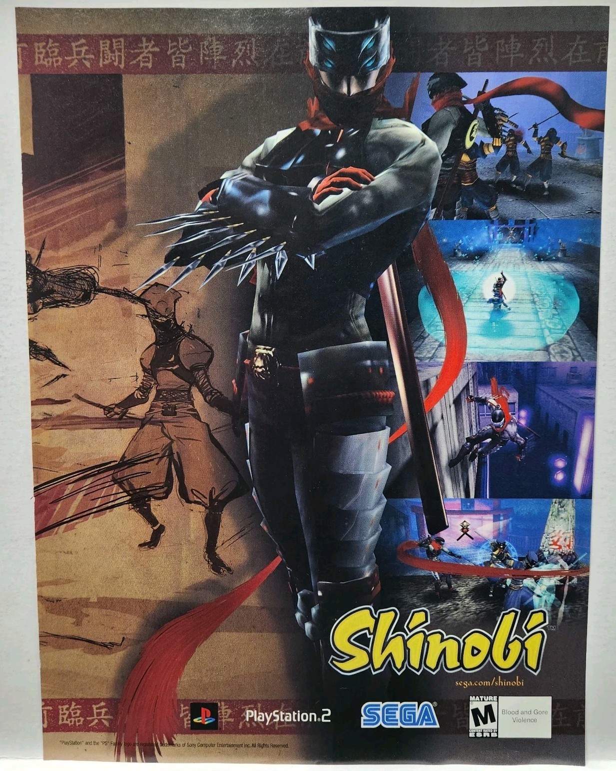 2002 Shinobi Sony Playstation 2 PS2 Sega Original Print Ad Poster Promo Art