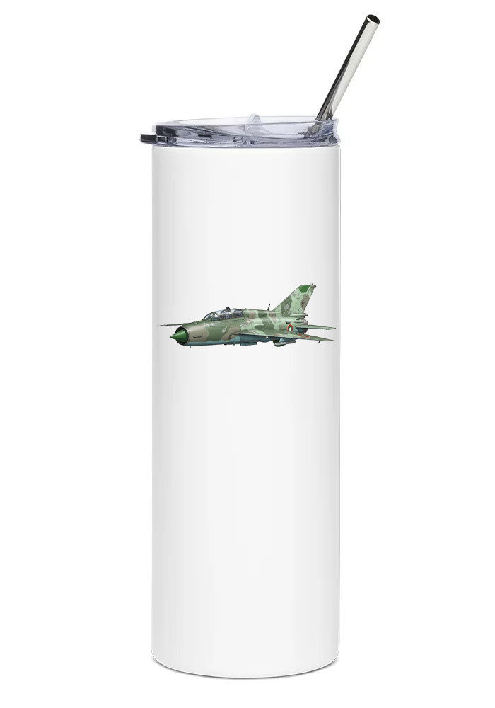 Mikoyan-Gurevich MiG-21U Stainless Steel Water Tumbler with straw - 20oz.