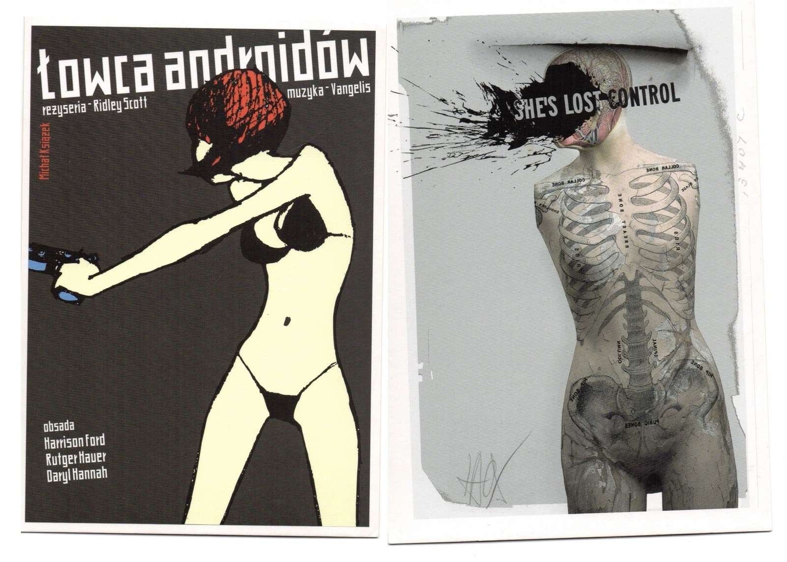 Lot of 2 Polish Art Postcards — Blade Runner/Łowca Androidów & She Lost Control