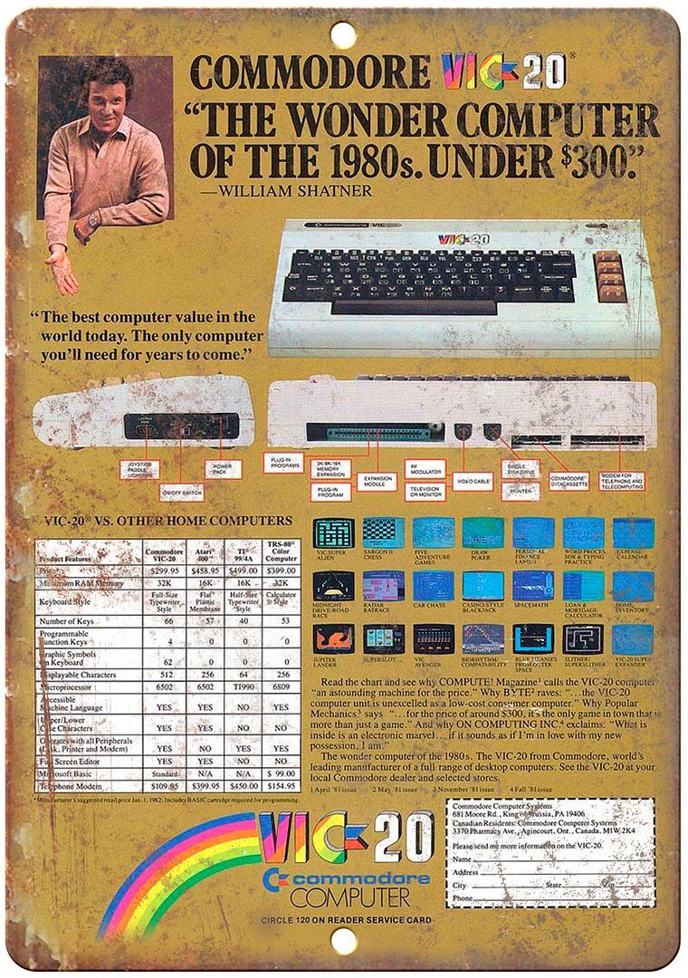 Commodore VIC 20 Wonder Computer 1980s Ad Vintage Reproduction  Metal Sign D75