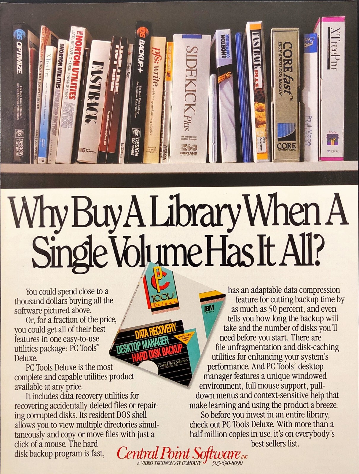 Central Point Software Magazine Ad PC Tools Deluxe PC Magazine 1989