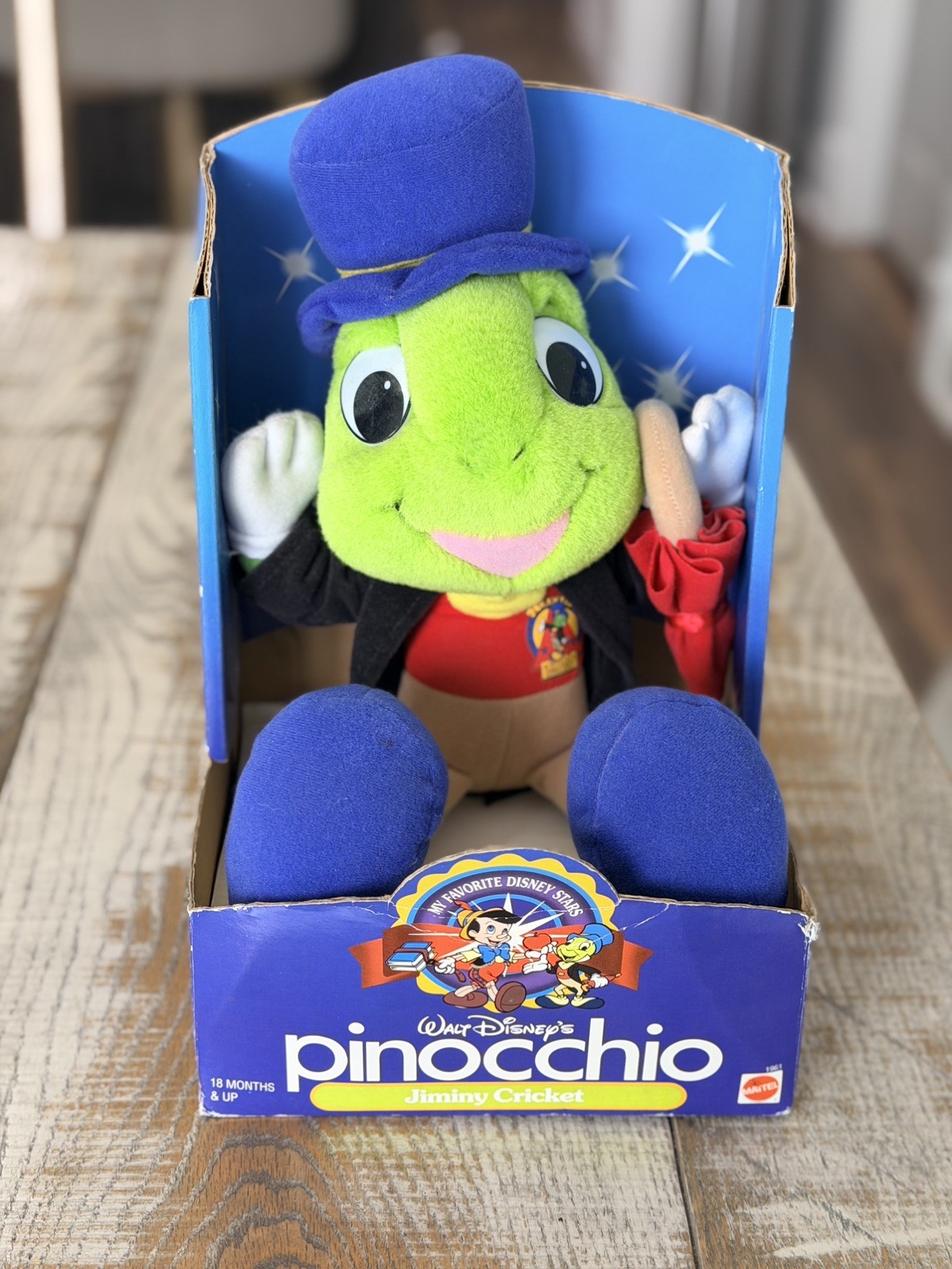 Vintage 1992 Mattel Walt Disney’s Pinocchio 13 Inch Jiminy Cricket Plush Doll