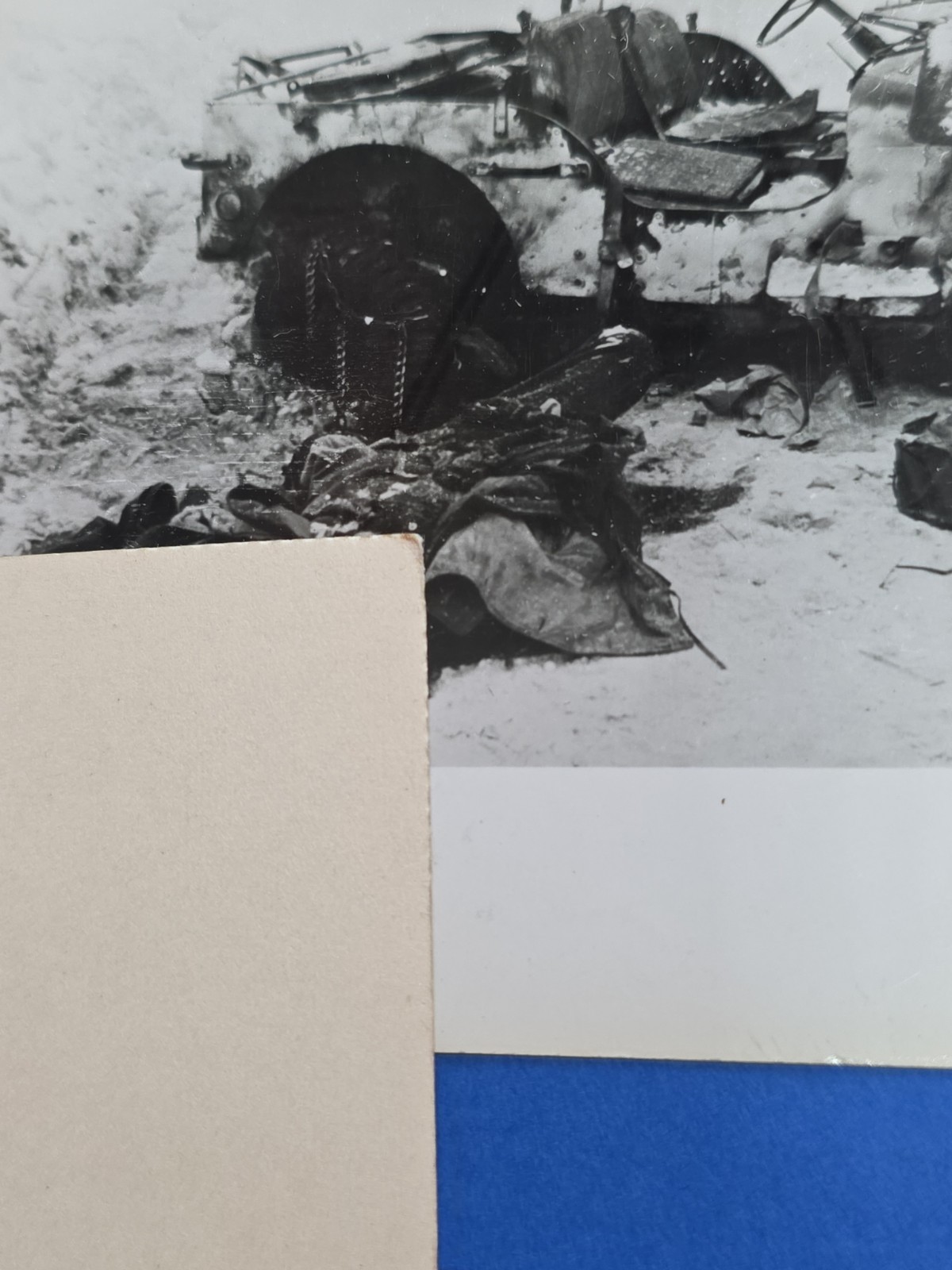 WWII Destroyed Military Jeep Photo Burned Vehicle Casualty Battlefield Snapshot