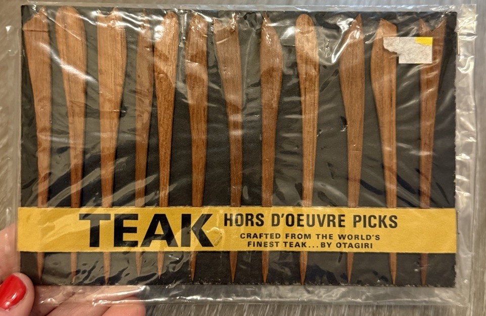 Vintage MCM Otagiri Teak Wood Hors D'Oeuvre Picks NOS Japan