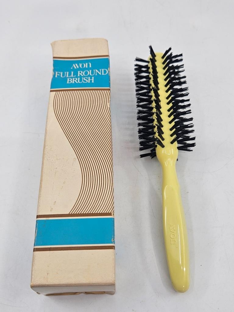 Vtg 1970's Avon Yellow Handle Full Round Hair Styling Brush Black Bristle NIB