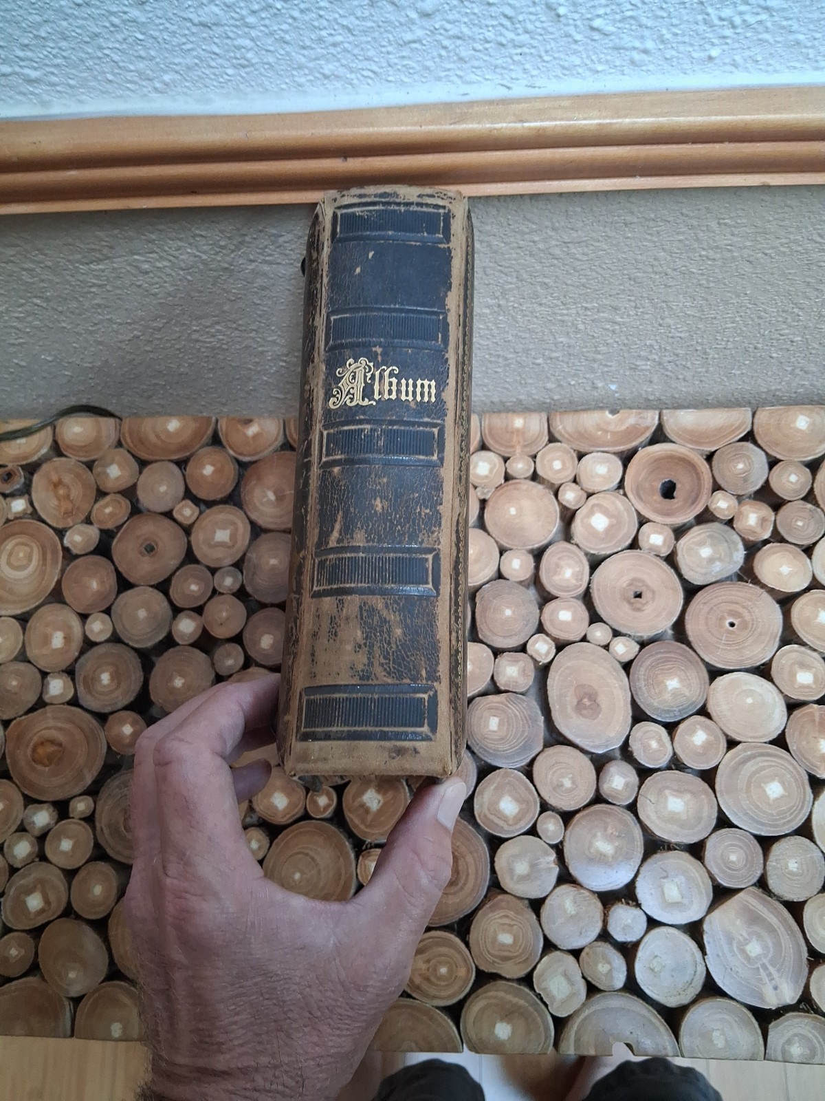 ANTIQUE TINTYPE ALBUM- FOR LARGE AND SMALL TINTYPES- LEATHER?