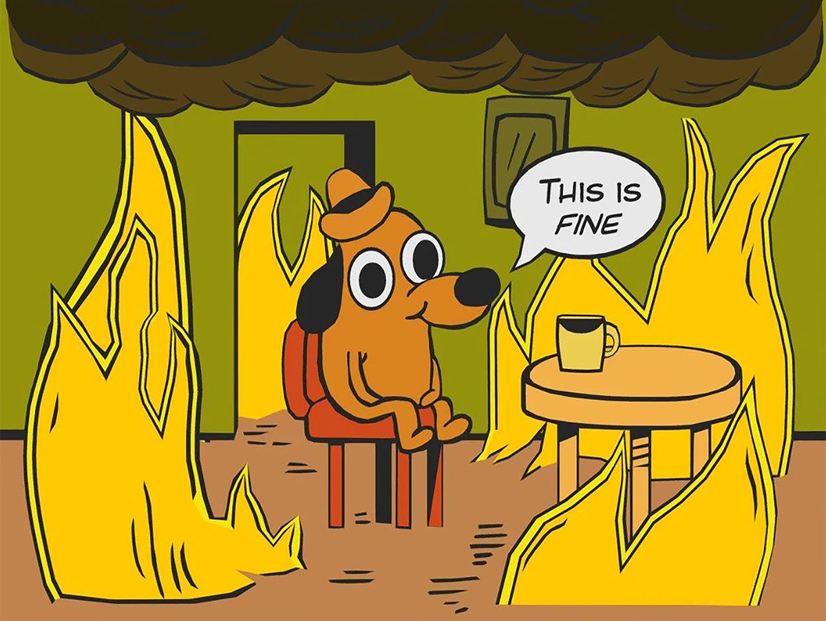 This is fine Fire MEME Dog High Quality Metal 3 x 4 Fridge  9453